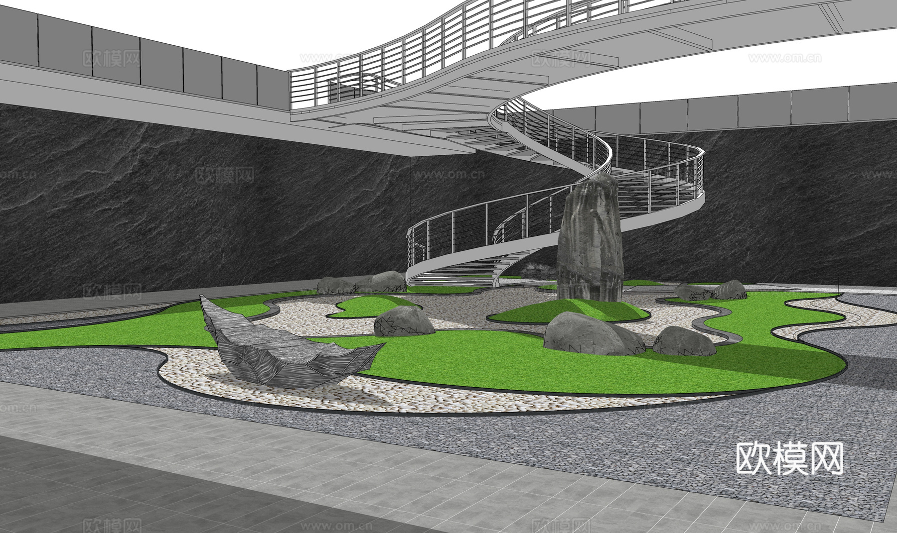 微景观 造景 草坪灯 室内景观 阳光房su模型