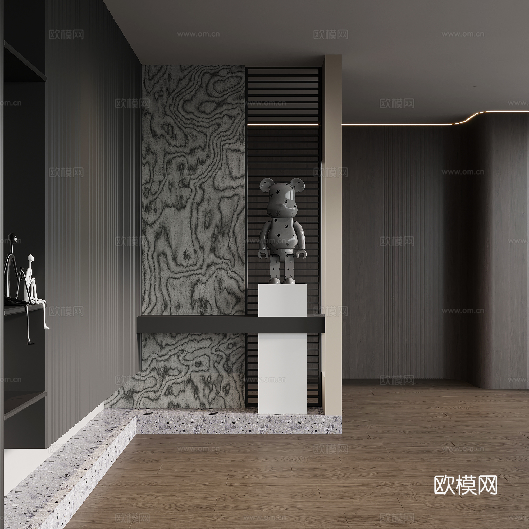 现代玄关 鞋柜su模型