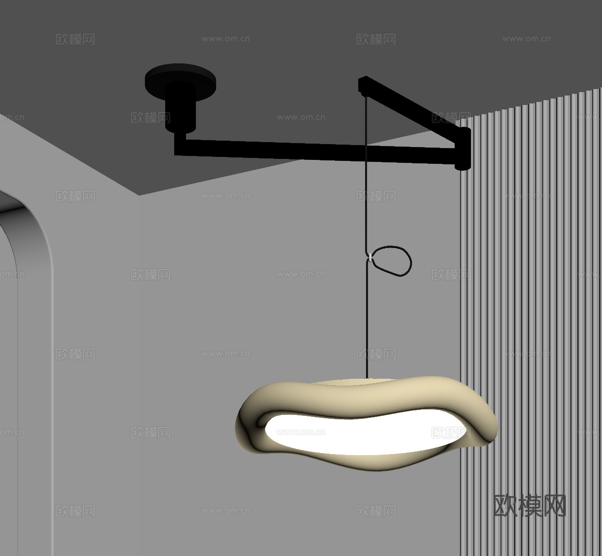 现代奶油吊灯su模型