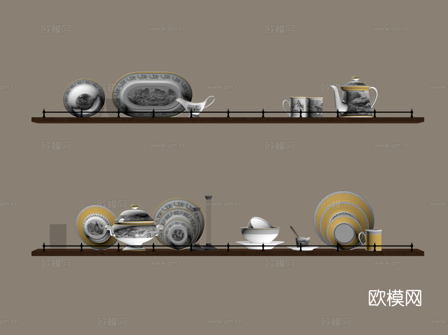 法式复古墙饰 摆件 置物架su模型