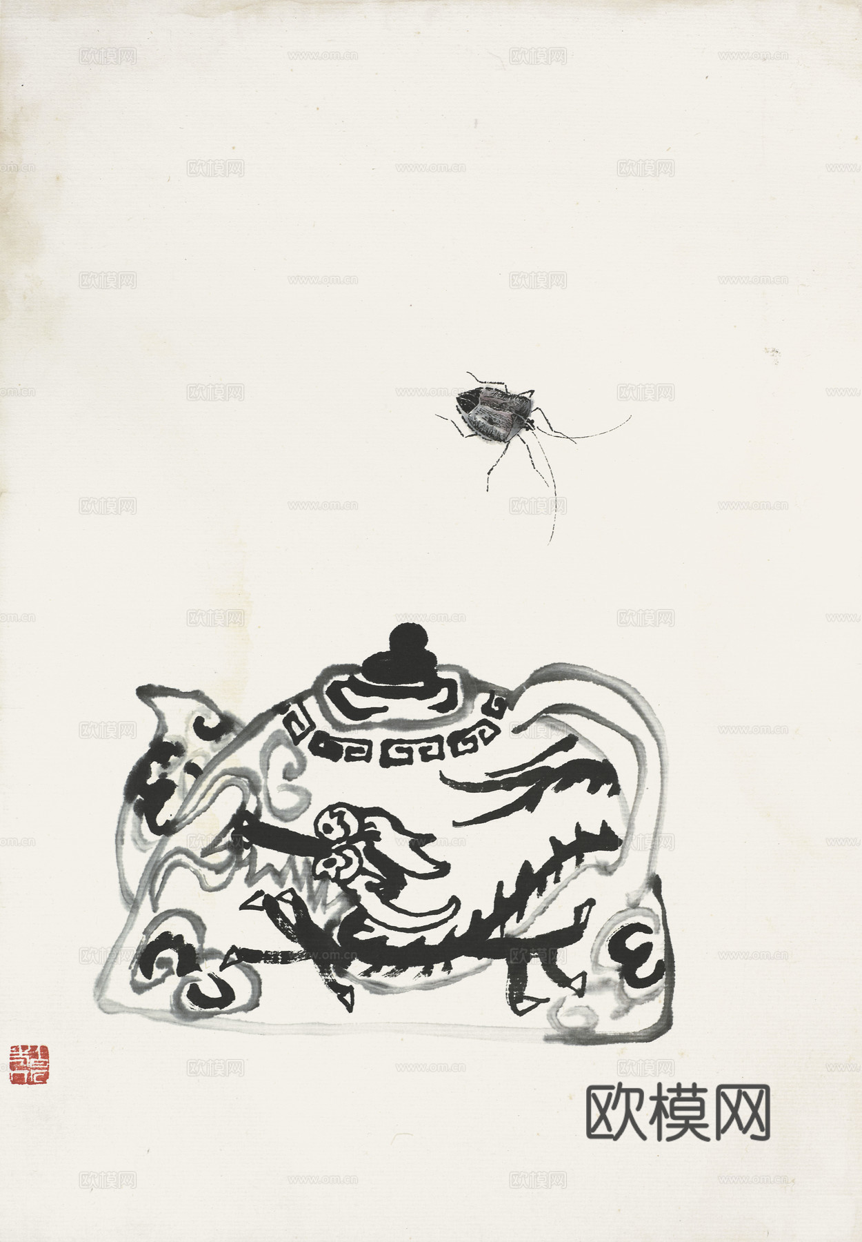 齐白石写意水墨画，近现代水墨画94 (2)