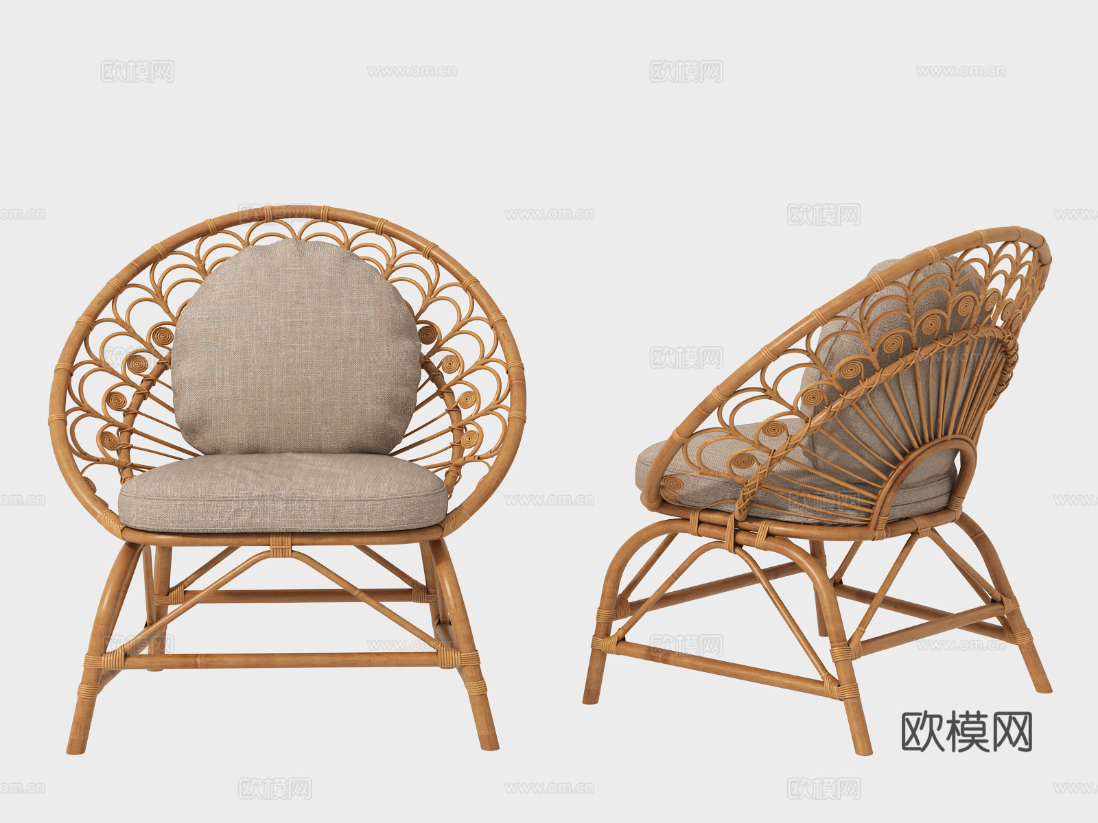 现代竹艺休闲单人椅3d模型3d模型下载