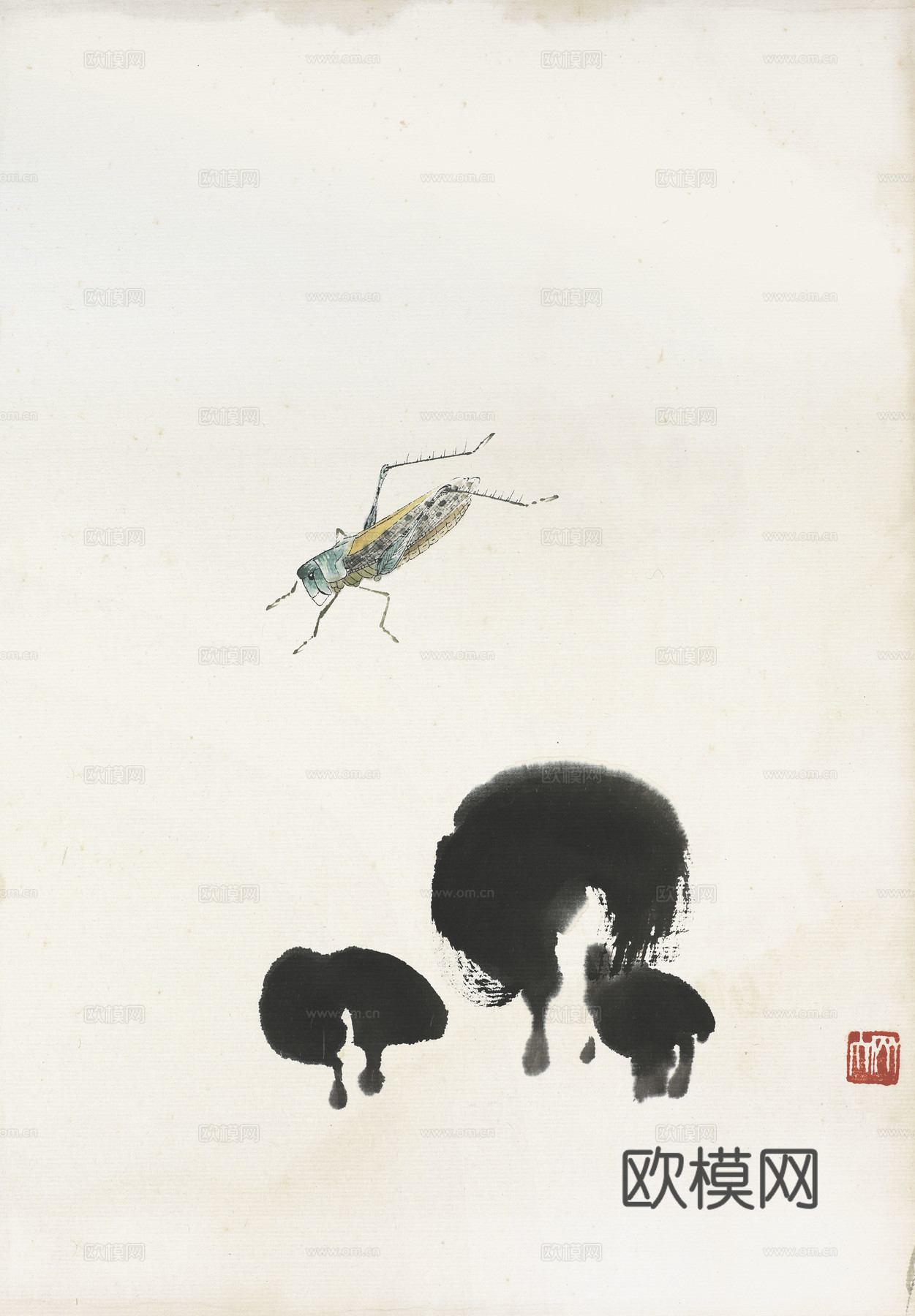 齐白石写意水墨画，近现代水墨画70 (2)