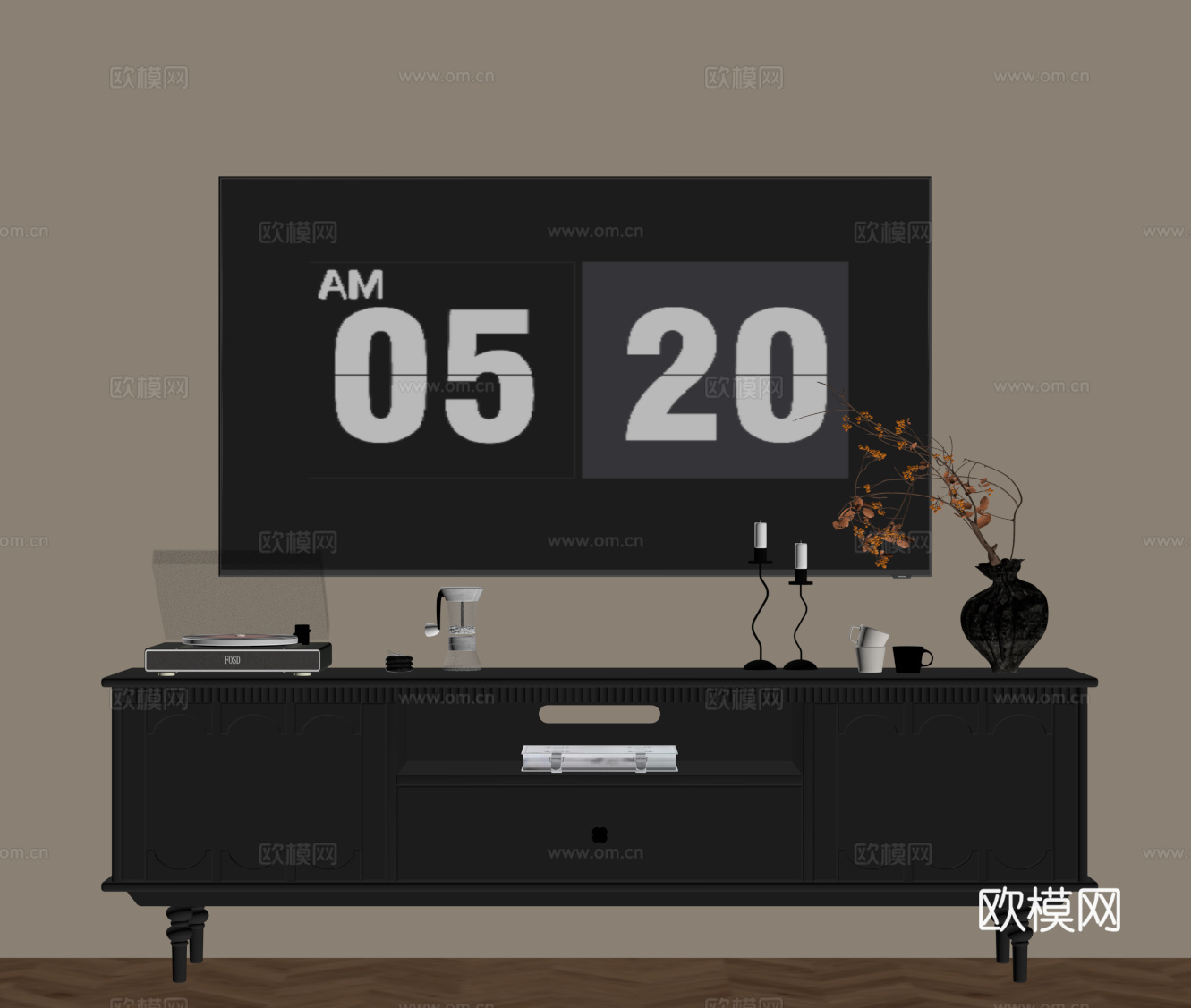 法式复古电视柜su模型下载（渲染图2）