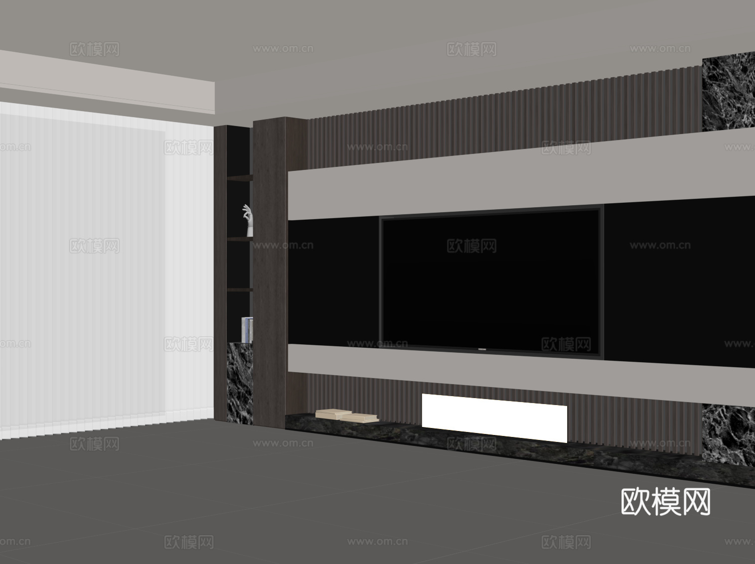 现代意式电视墙su模型