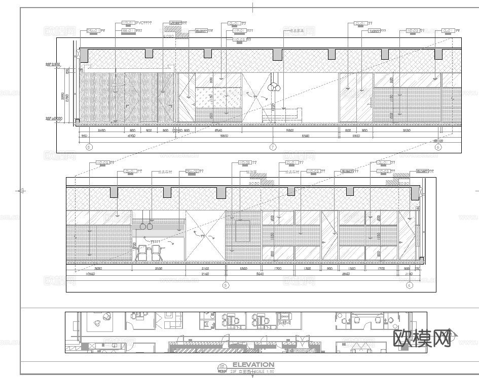 1100平办公室 最新全套施工图 效果图合集cad施工图