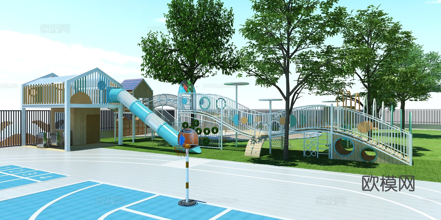 幼儿园玩具 幼儿园沙水池3d模型下载（渲染图1）