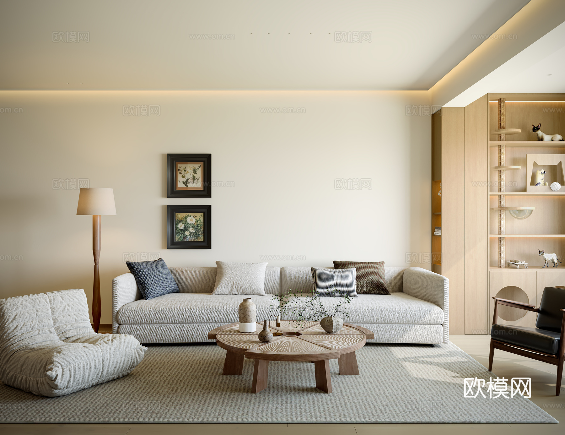 中古风客餐厅3d模型下载（渲染图3）