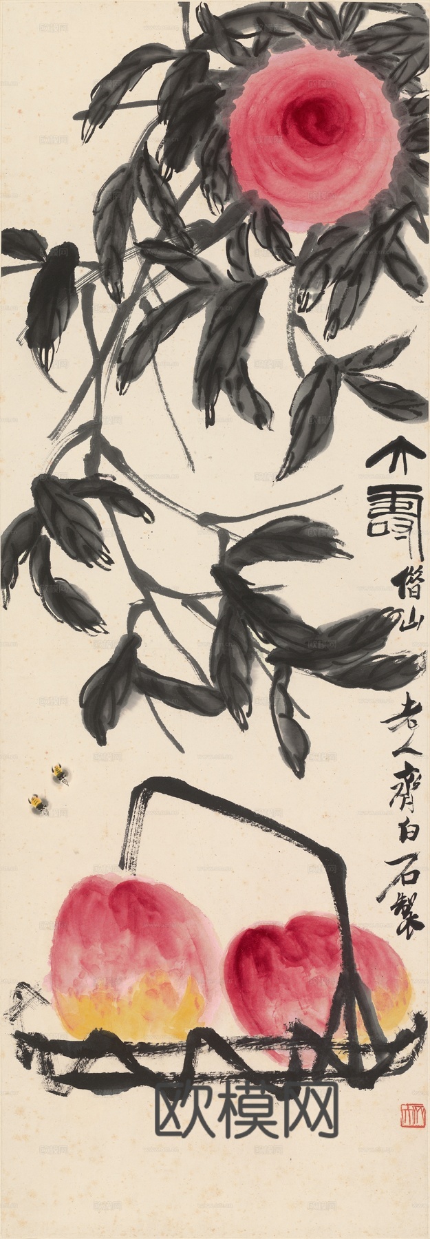 齐白石写意水墨画，近现代水墨画.-