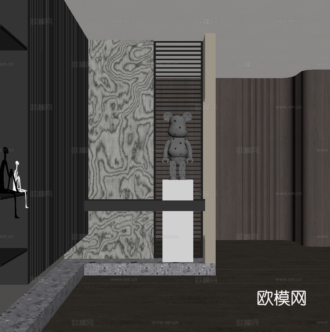 现代玄关 鞋柜su模型