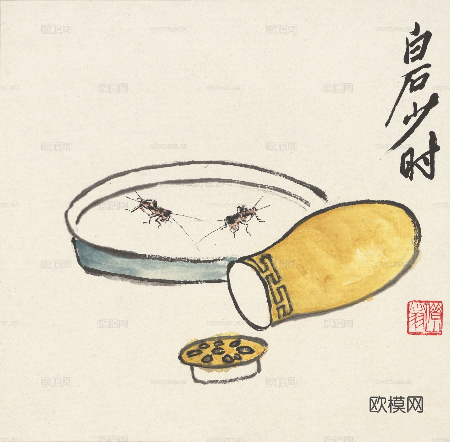 齐白石写意水墨画，近现代水墨画27 (2)