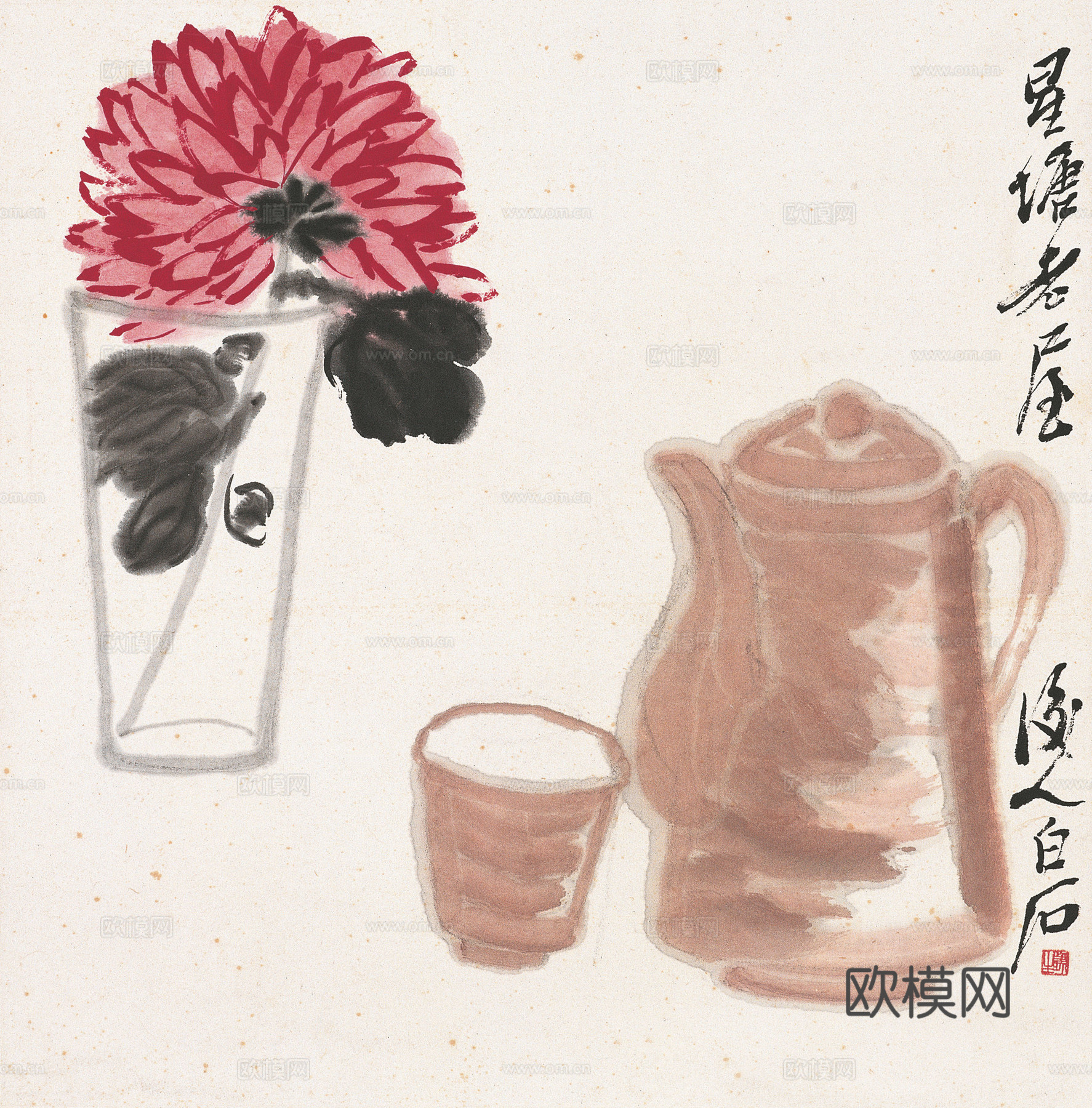 齐白石写意水墨画，近现代水墨画80