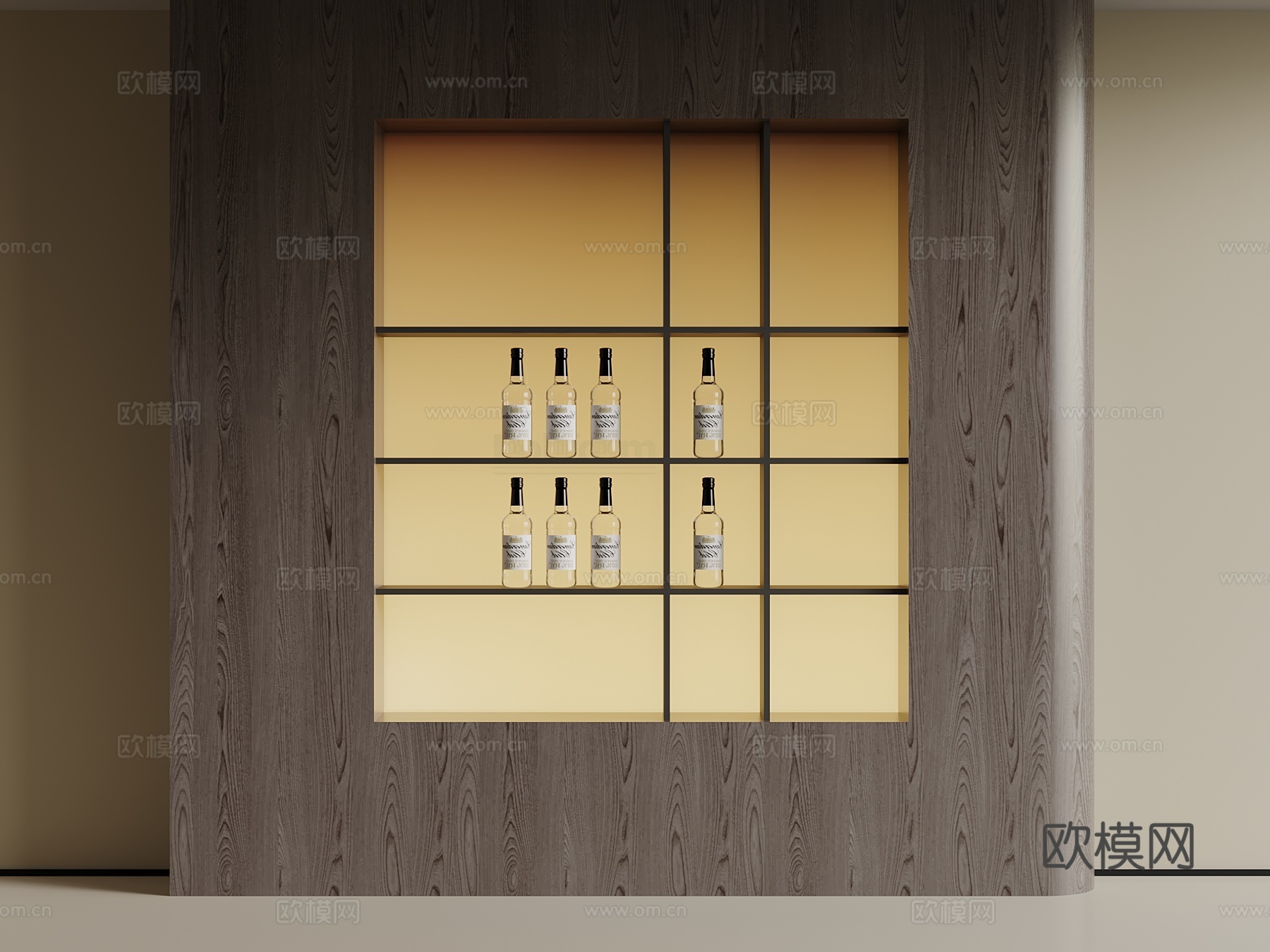 现代酒柜 酒架su模型
