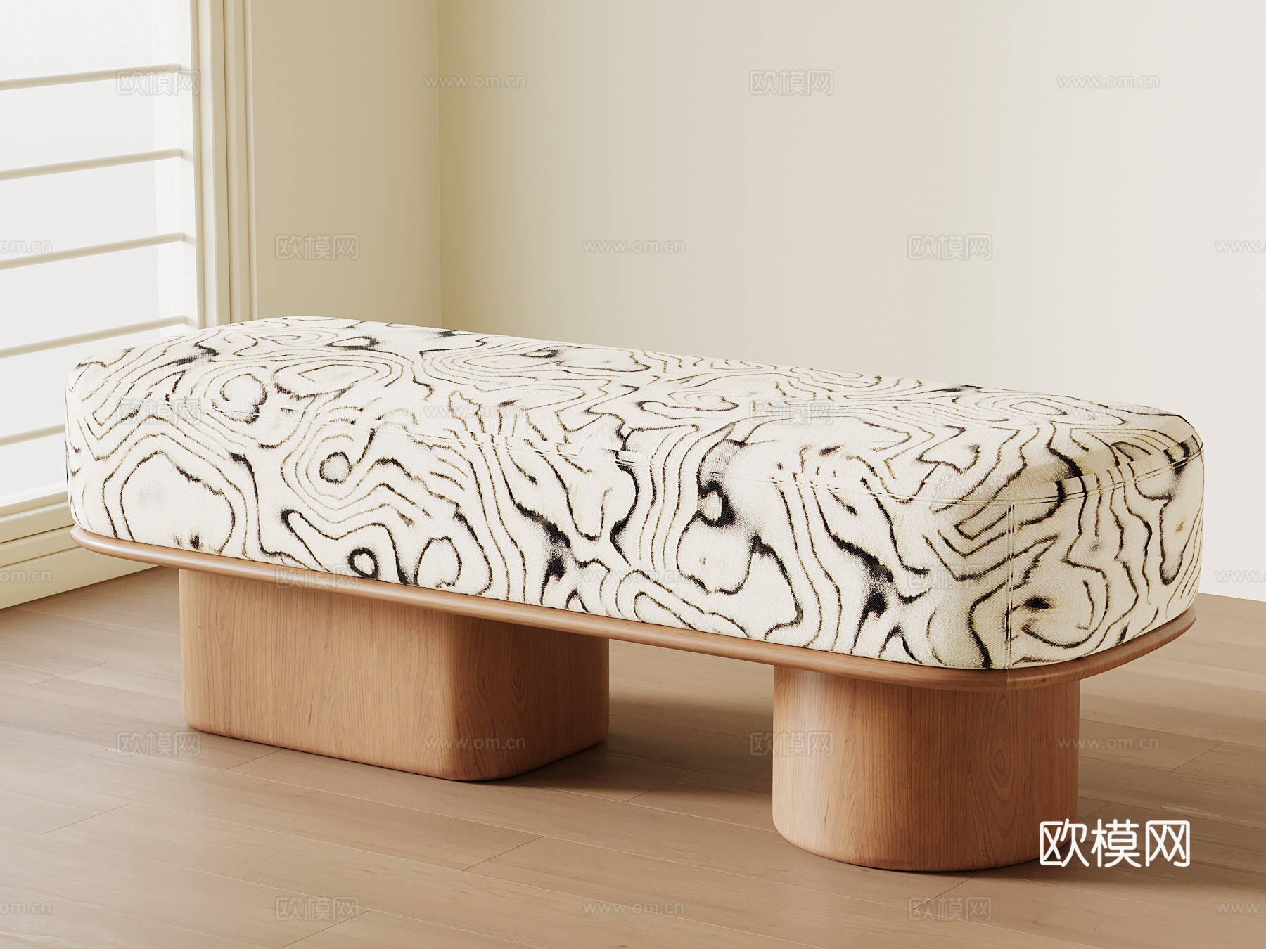 法式中古换鞋凳 床尾凳 沙发凳3d模型下载