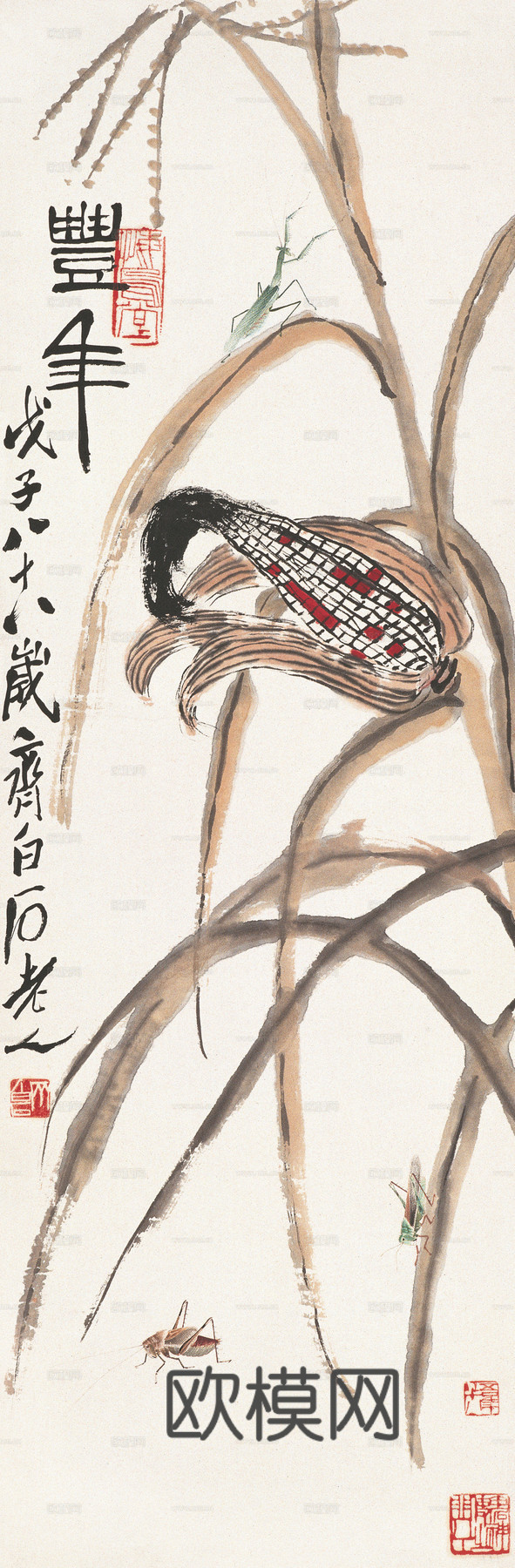 齐白石写意水墨画，近现代水墨画84