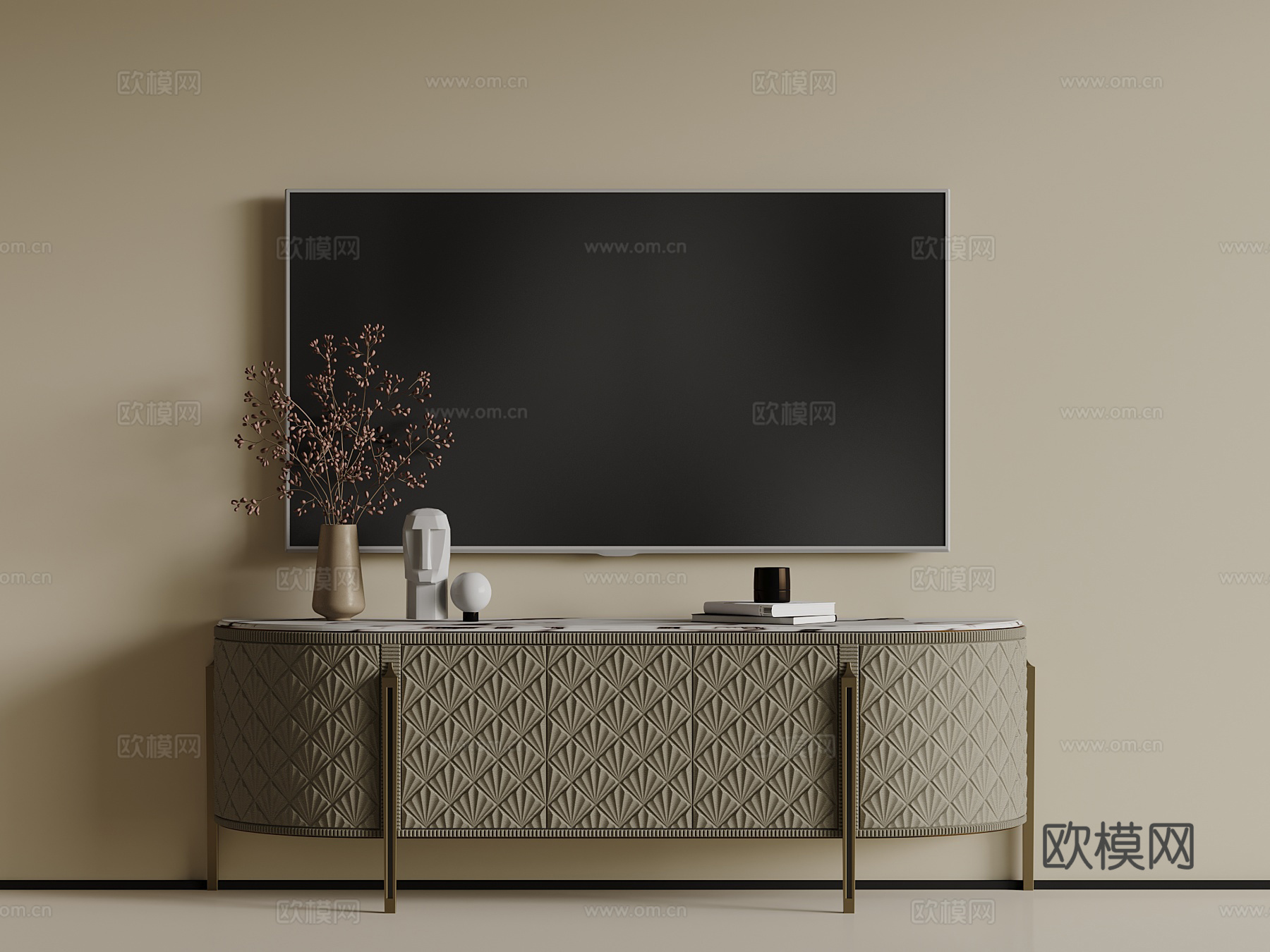 现代电视柜su模型