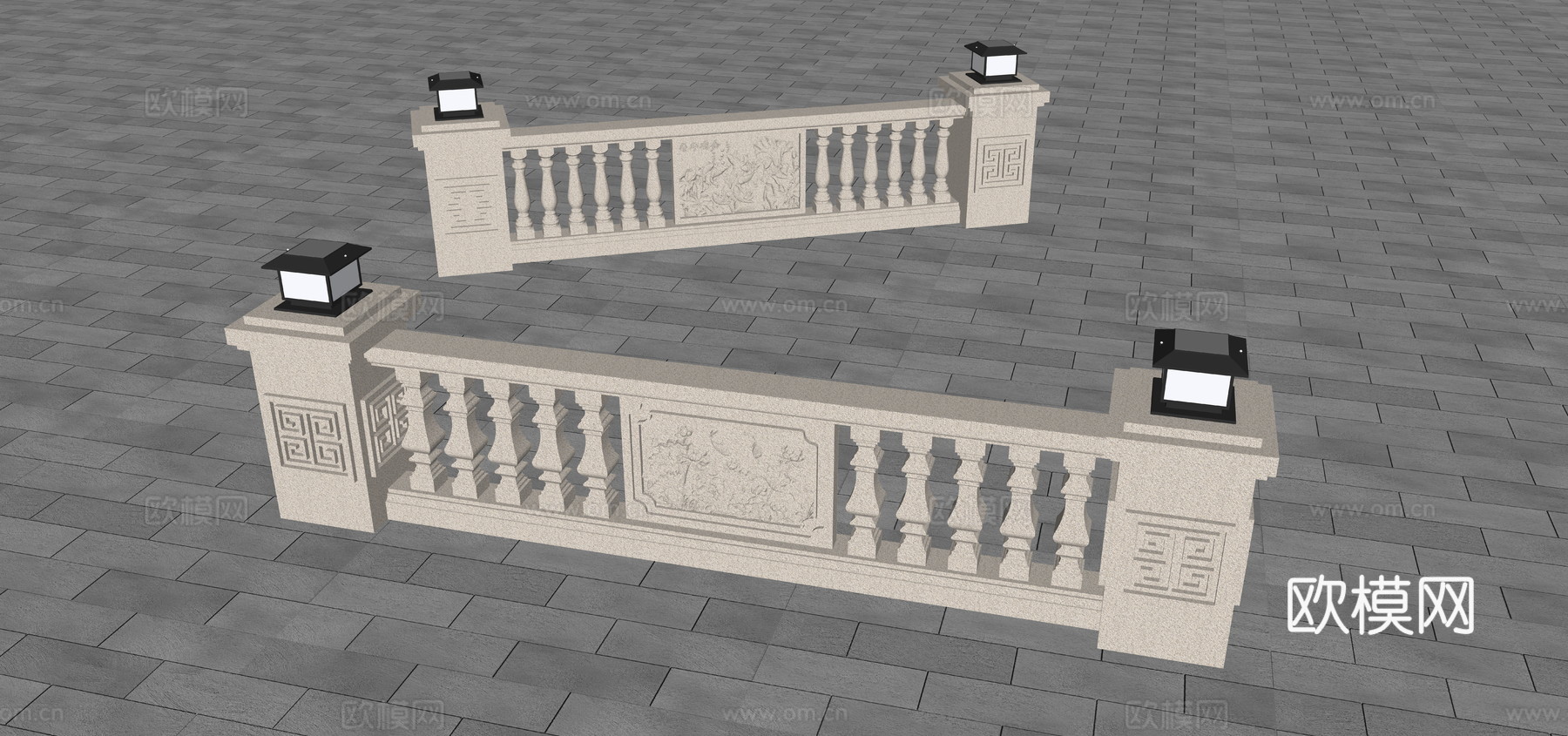 葫芦花瓶 花瓶栏杆 柱灯su模型