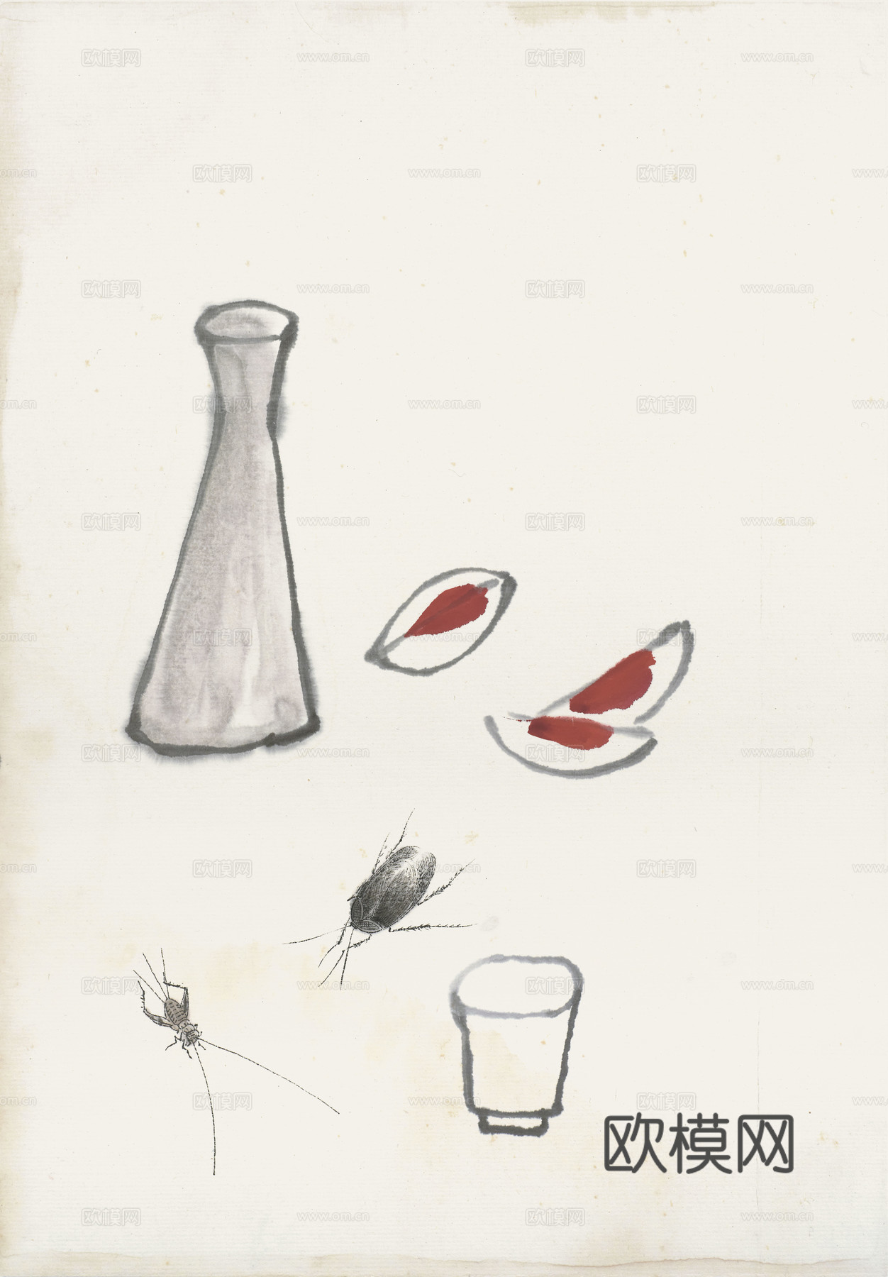 齐白石写意水墨画，近现代水墨画58 (2)