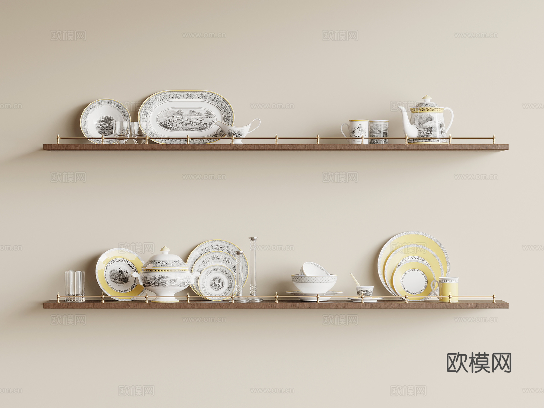 法式复古墙饰 摆件 置物架su模型