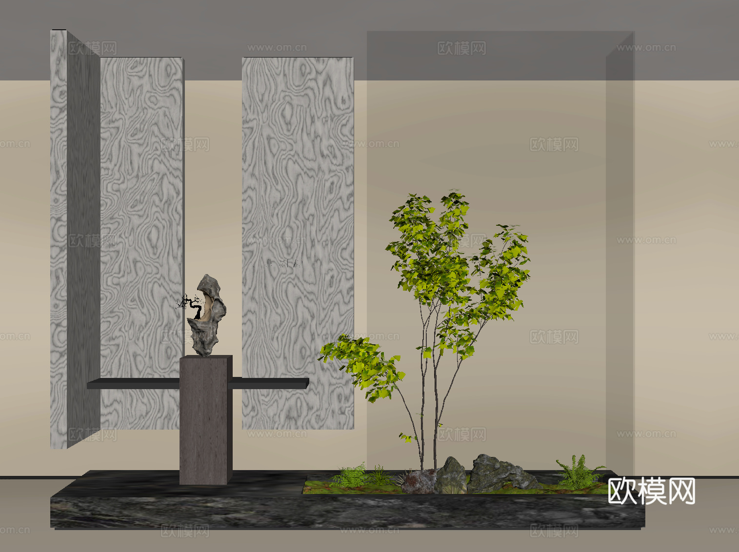 现代玄关 景观su模型