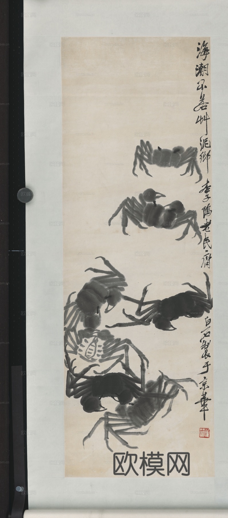 齐白石写意水墨画，近现代水墨画-群蟹