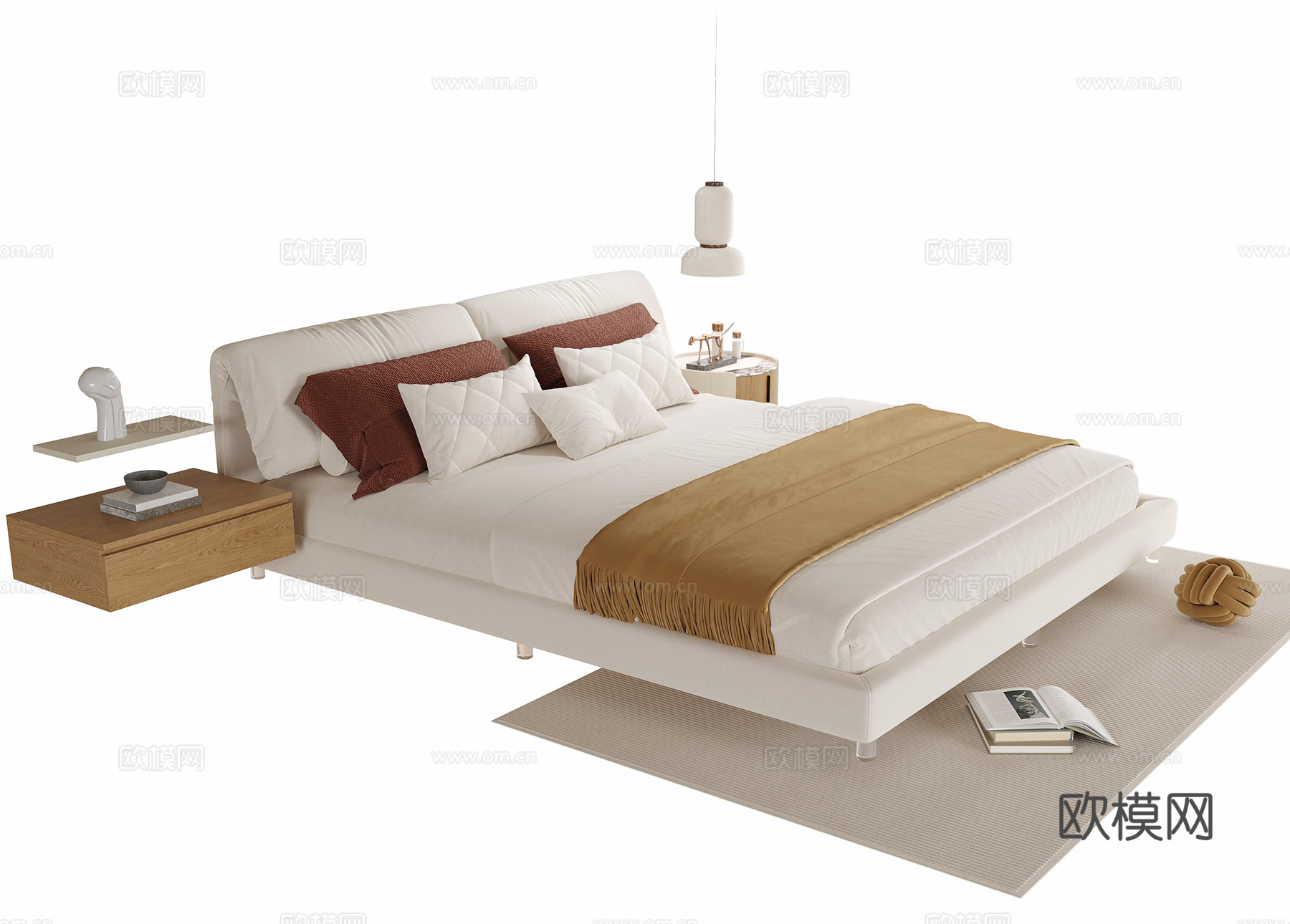 现代单人床 双人床 儿童床su模型