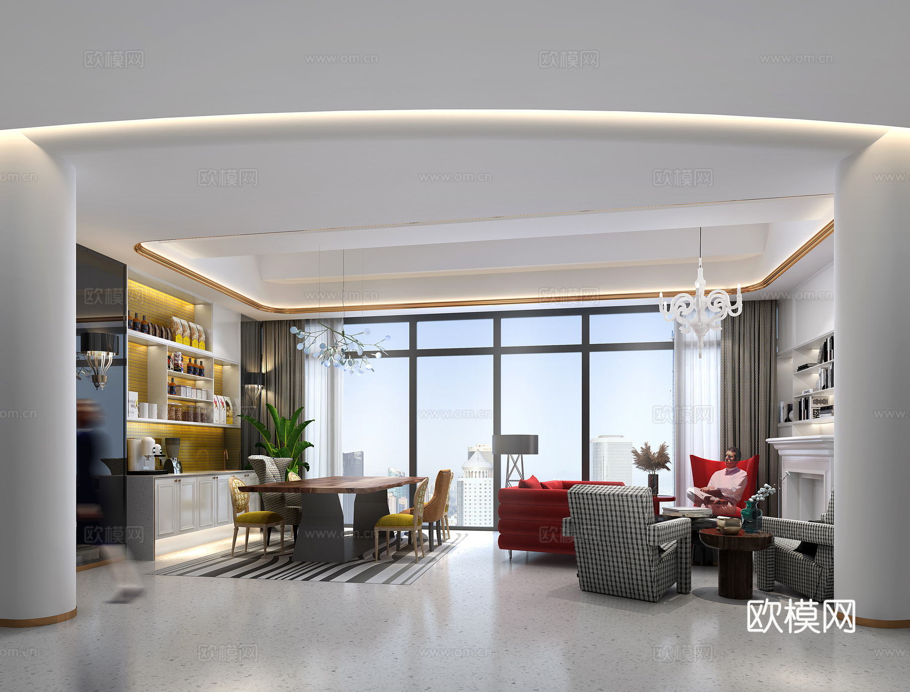 高端办公室 最新全套施工图 效果图合集cad施工图