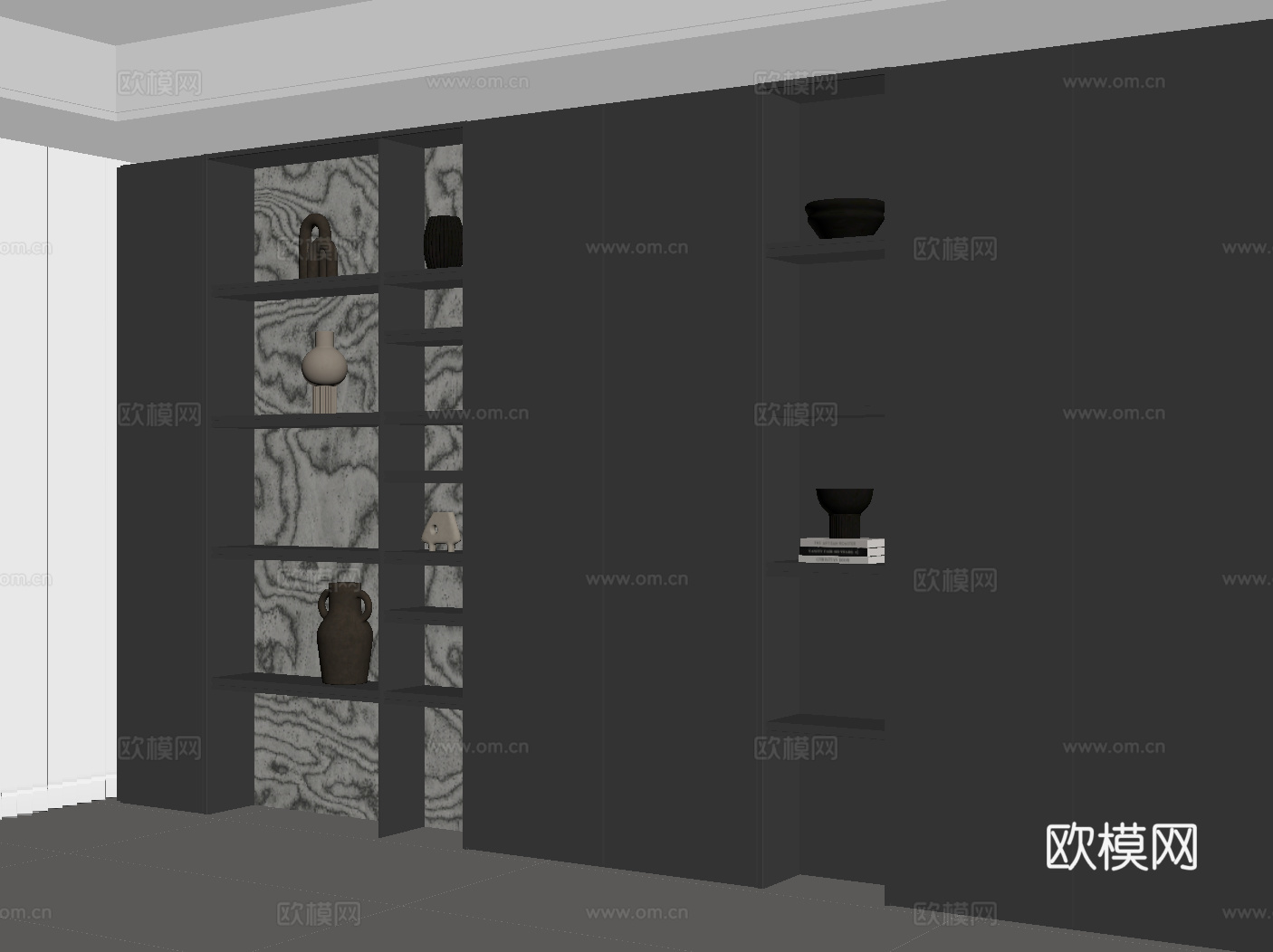 现代意式茶柜 书柜su模型