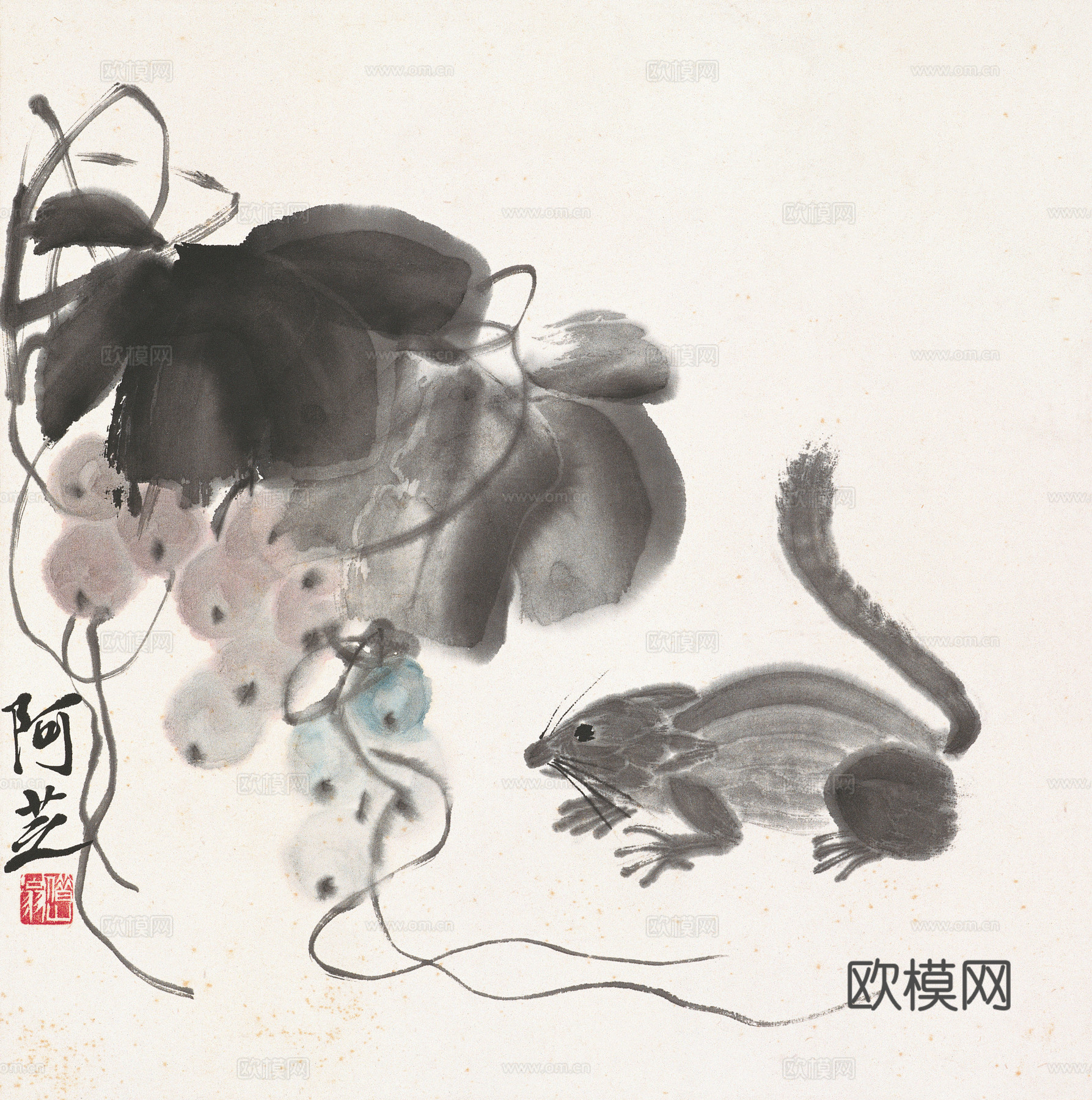 齐白石写意水墨画，近现代水墨画73