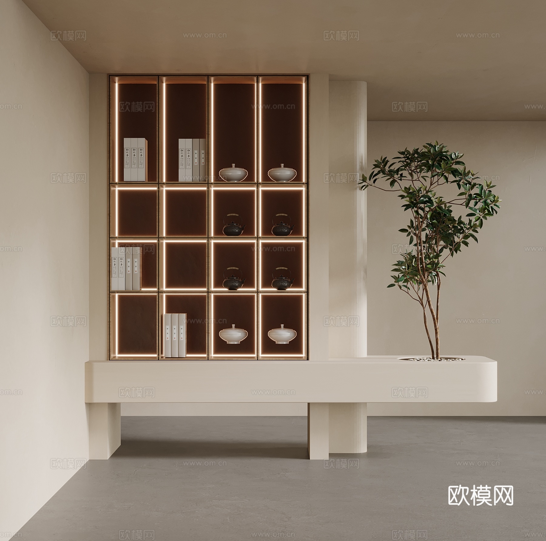 现代书柜 玄关su模型下载（渲染图1）