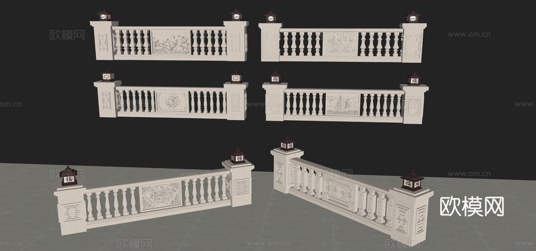 葫芦花瓶 花瓶栏杆 柱灯su模型