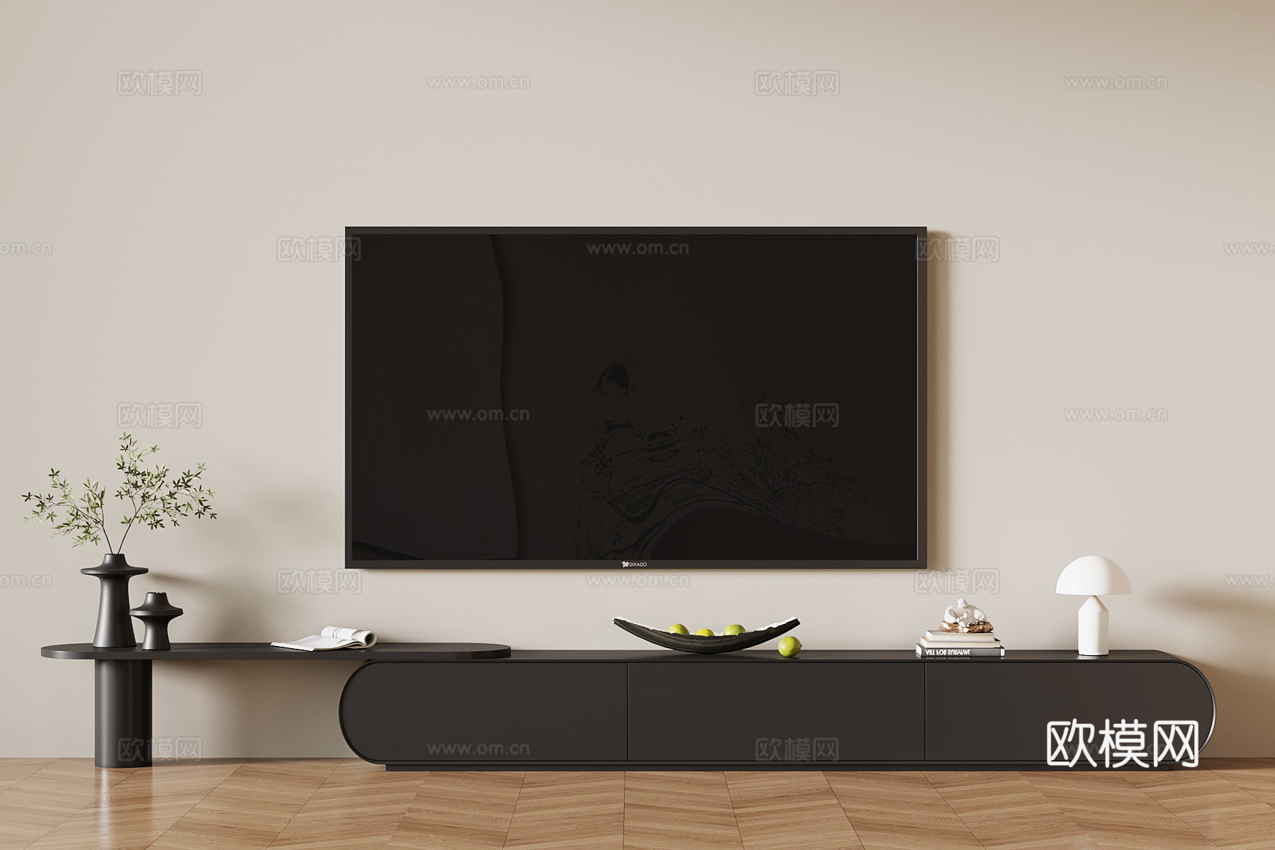 现代意式电视柜su模型下载（渲染图1）