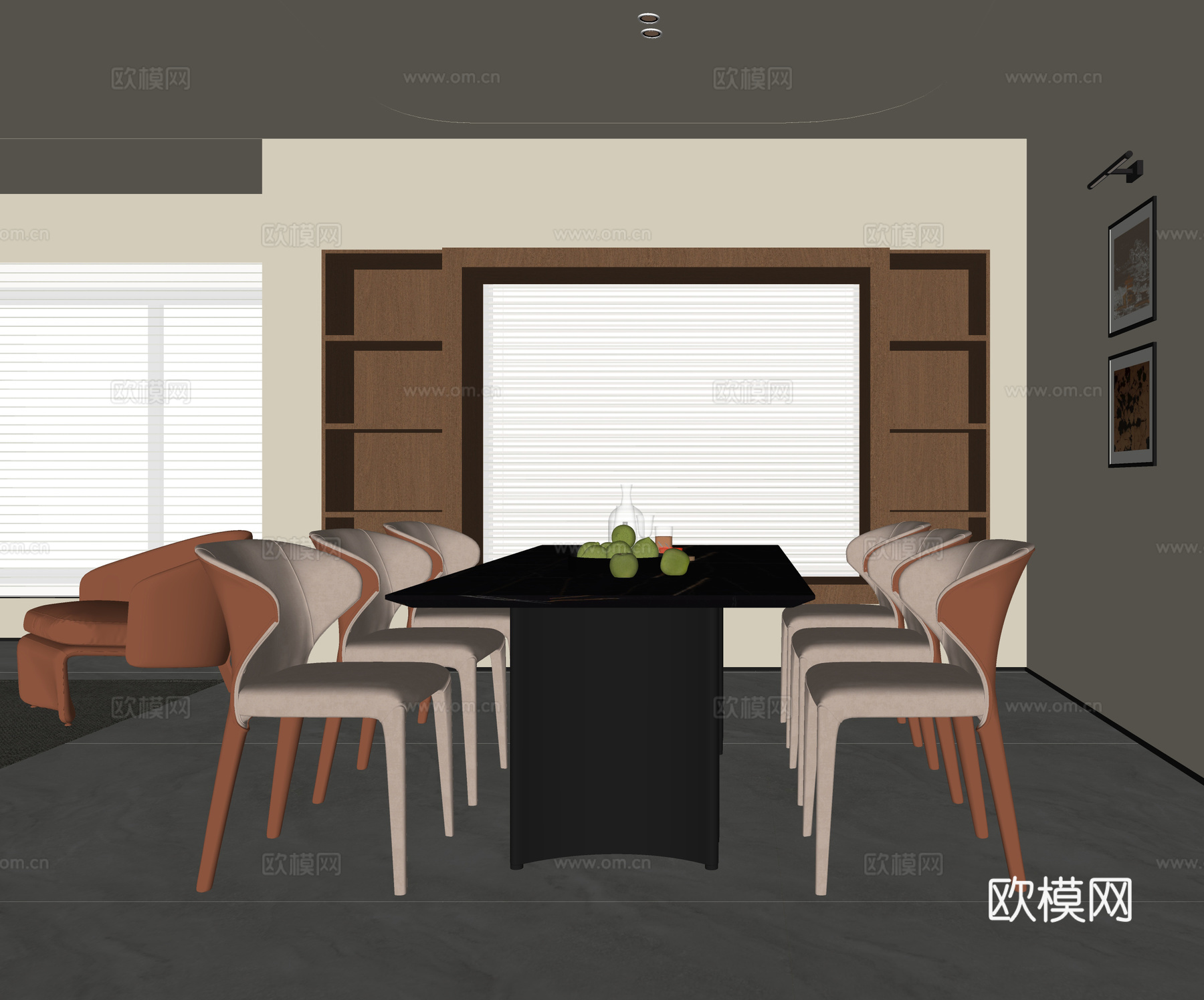 现代餐厅 餐桌椅 餐椅su模型
