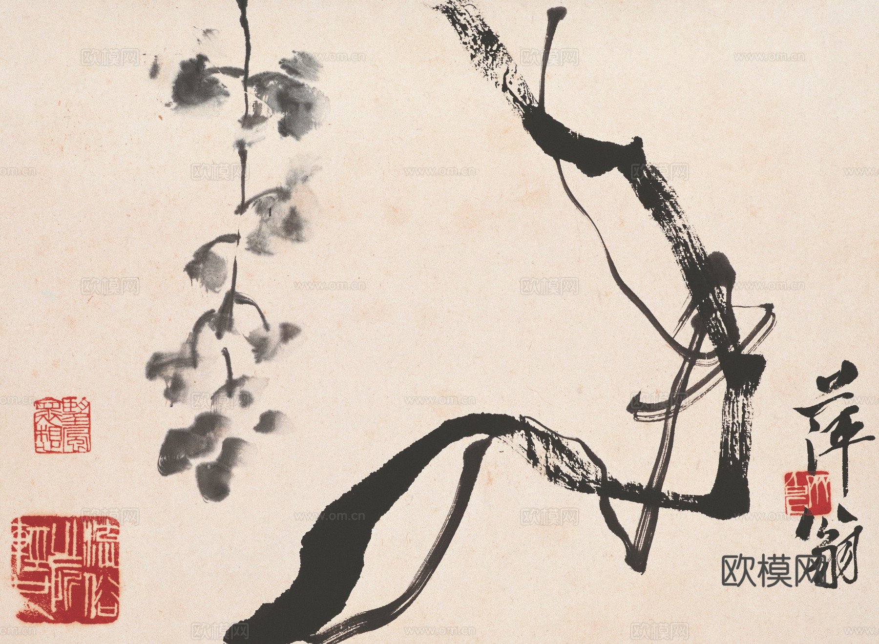 齐白石写意水墨画，近现代水墨画98