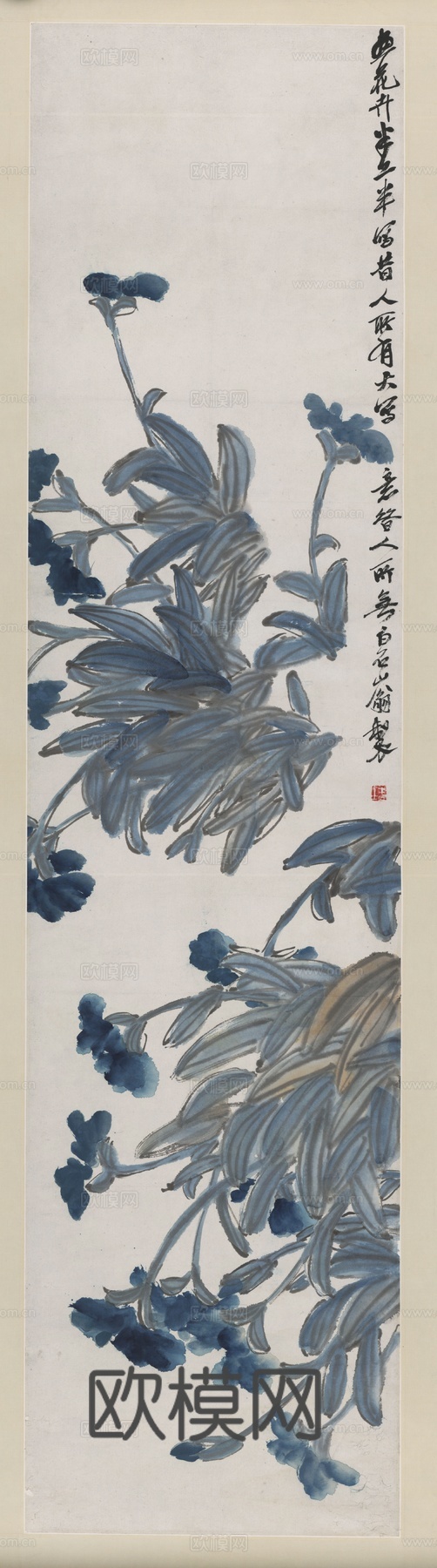 齐白石写意水墨画，近现代水墨画-兰图