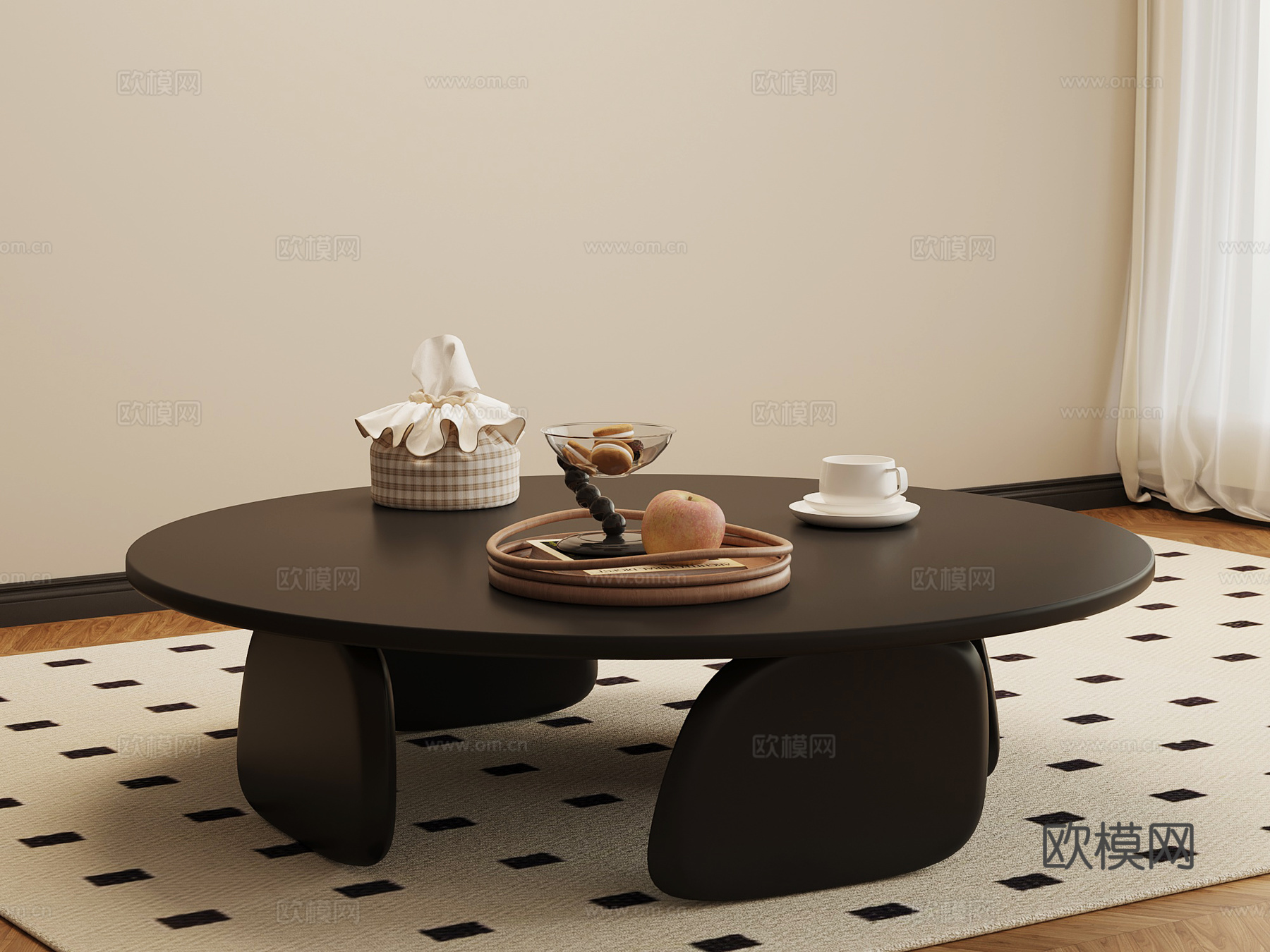 法式复古茶几3d模型下载