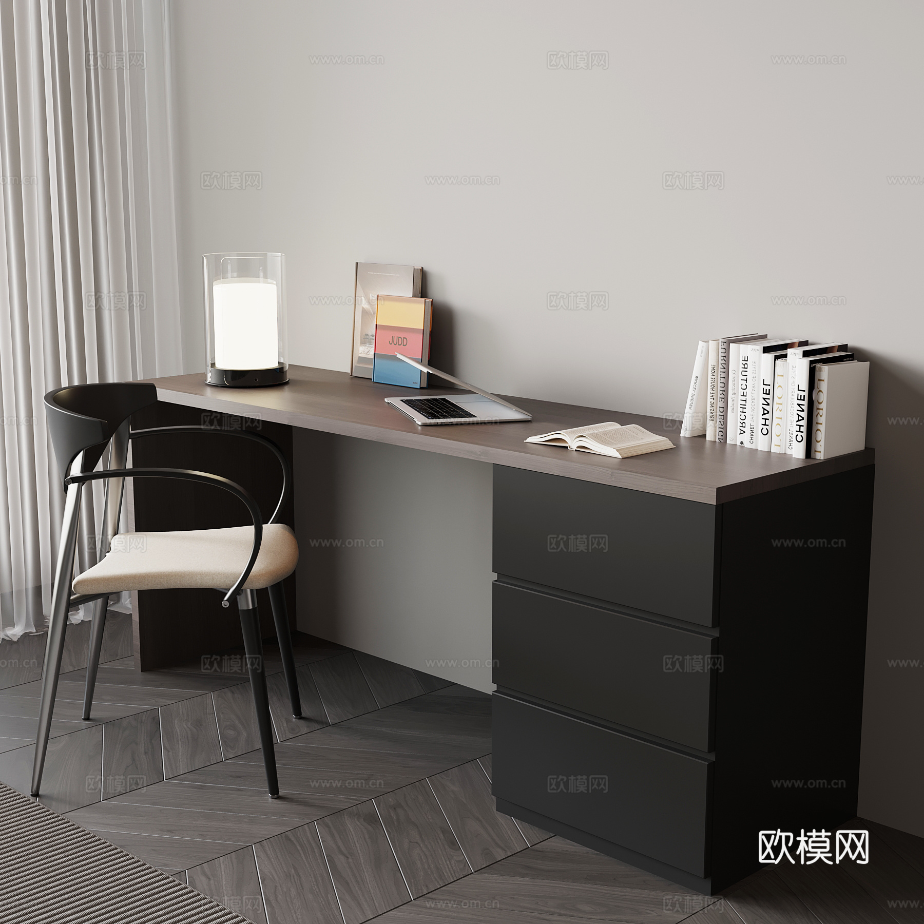 现代意式书桌椅su模型