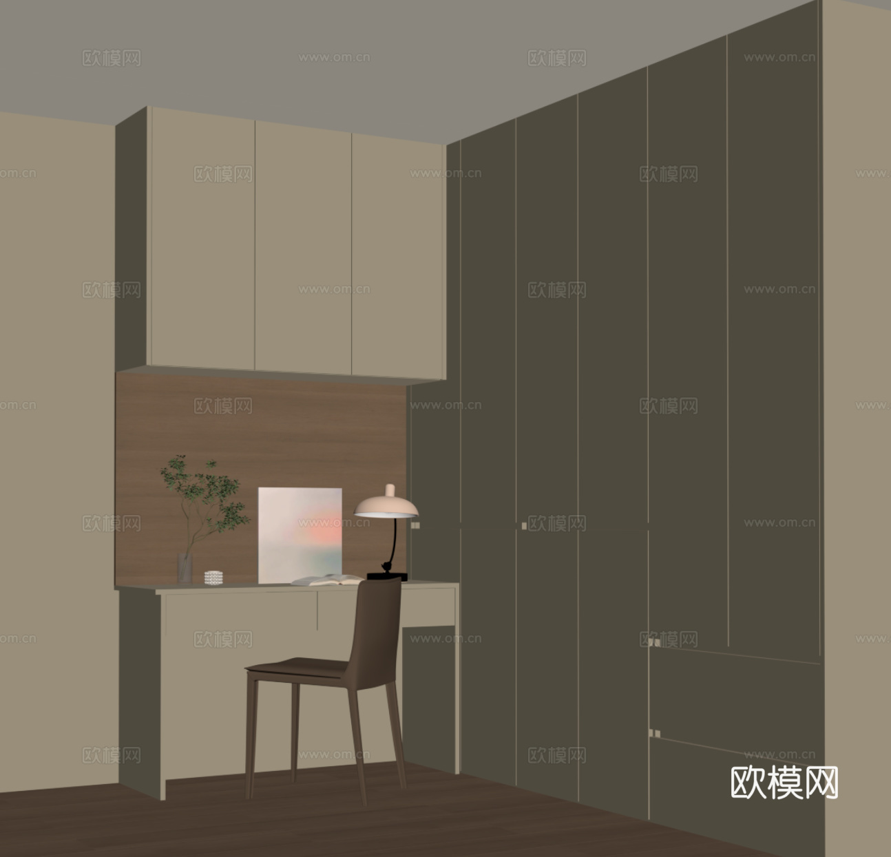 现代衣柜 书桌su模型