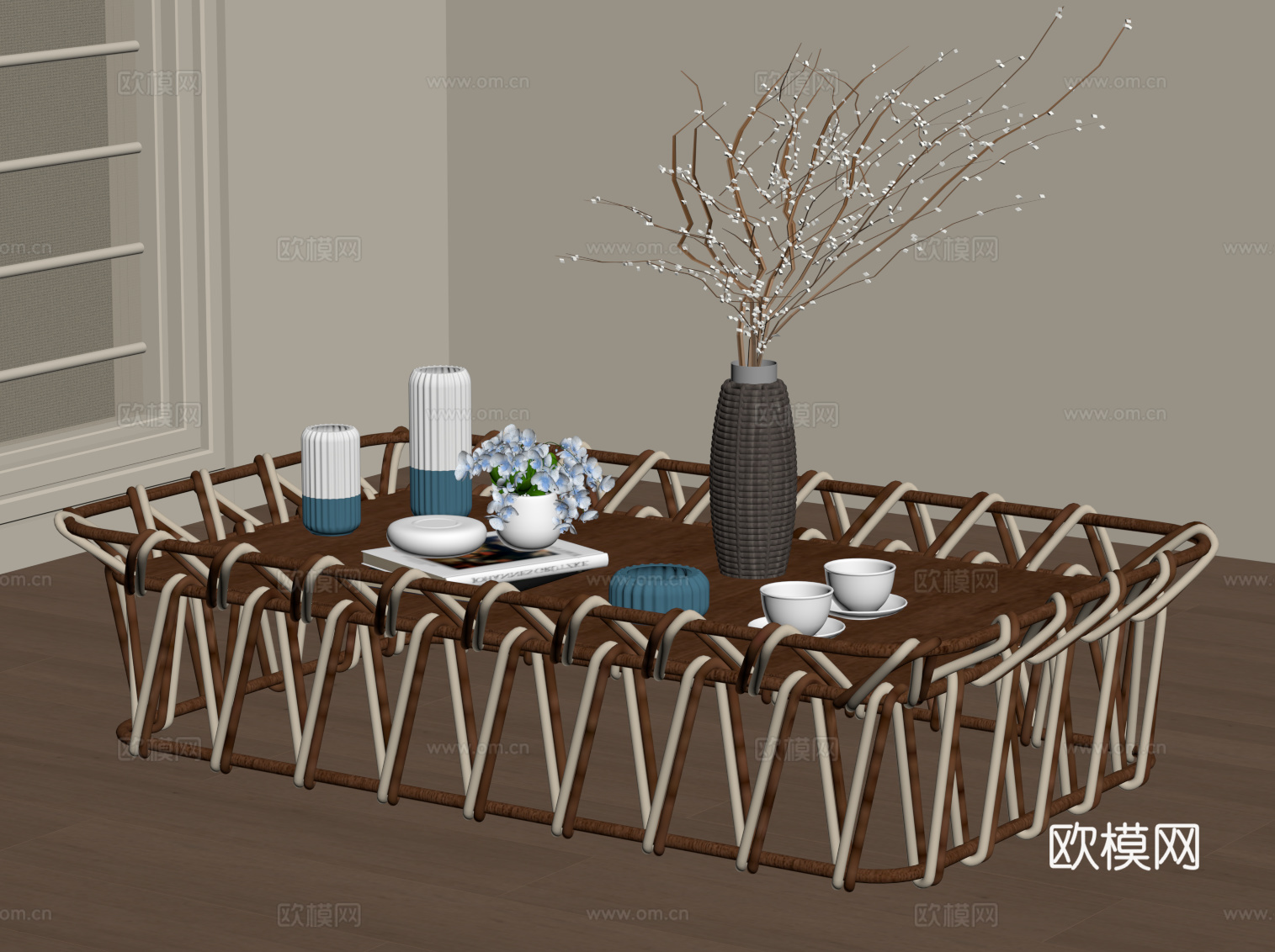 侘寂中古茶几su模型