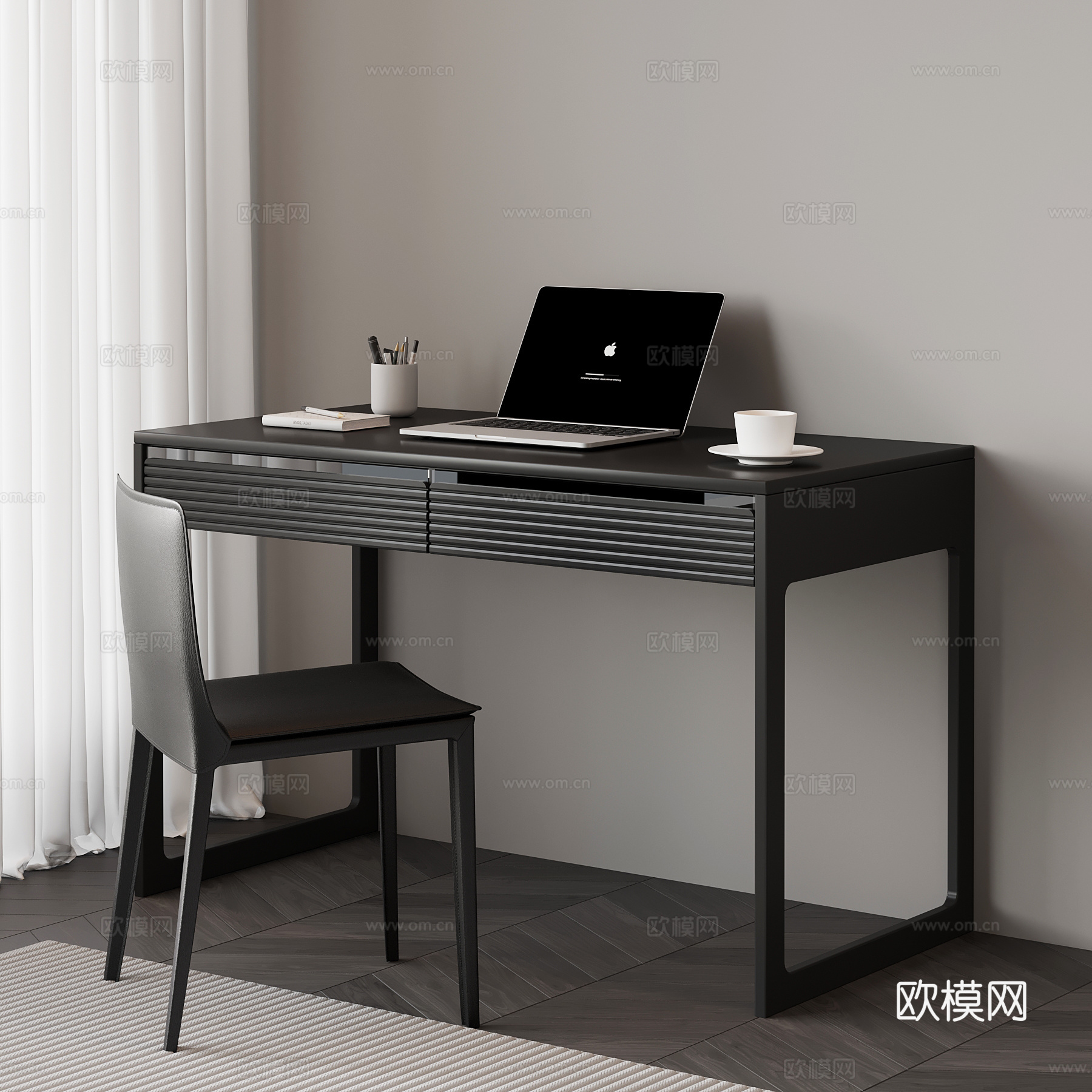 现代意式书桌椅su模型