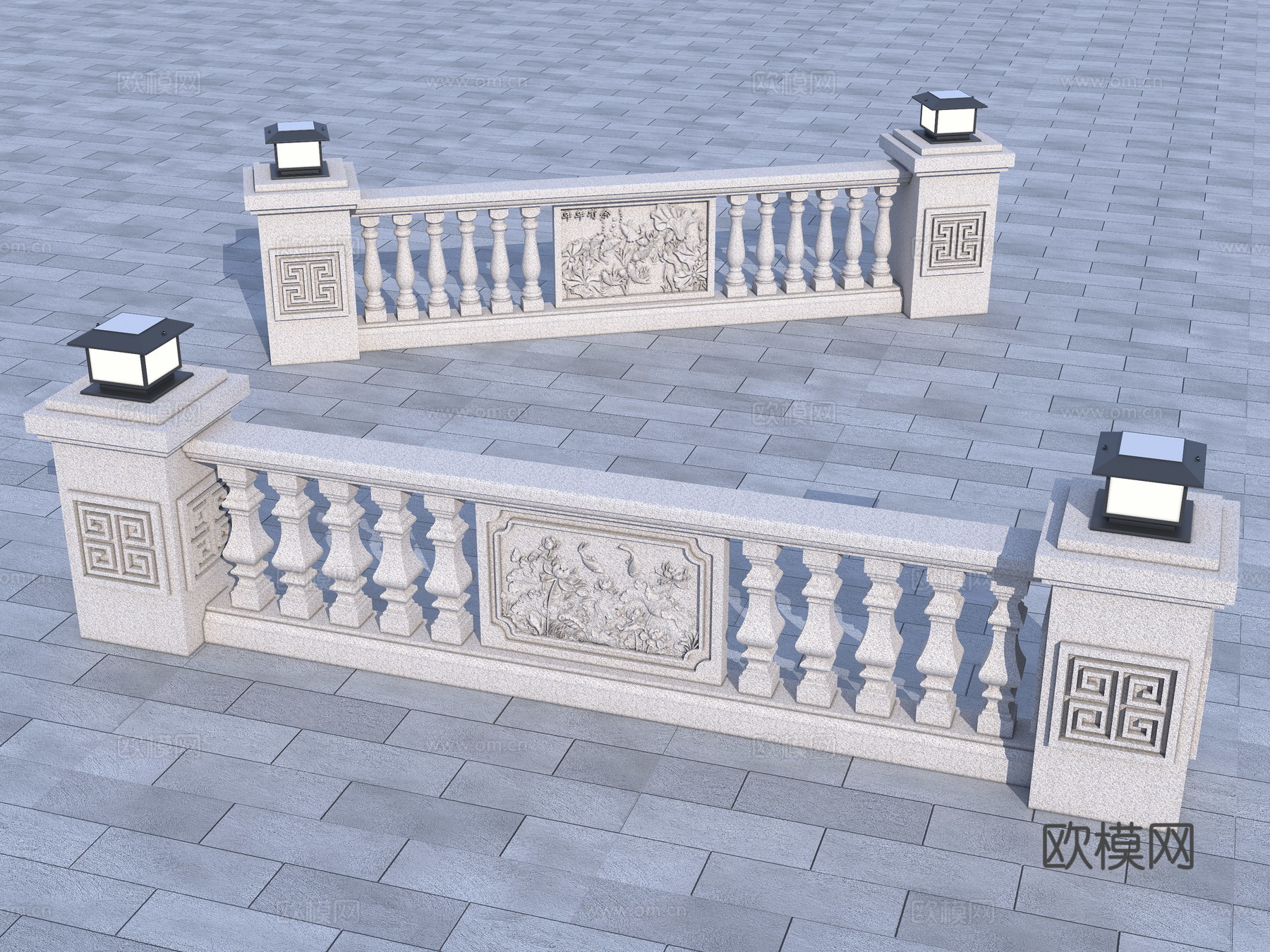 葫芦花瓶 花瓶栏杆 柱灯3d模型下载