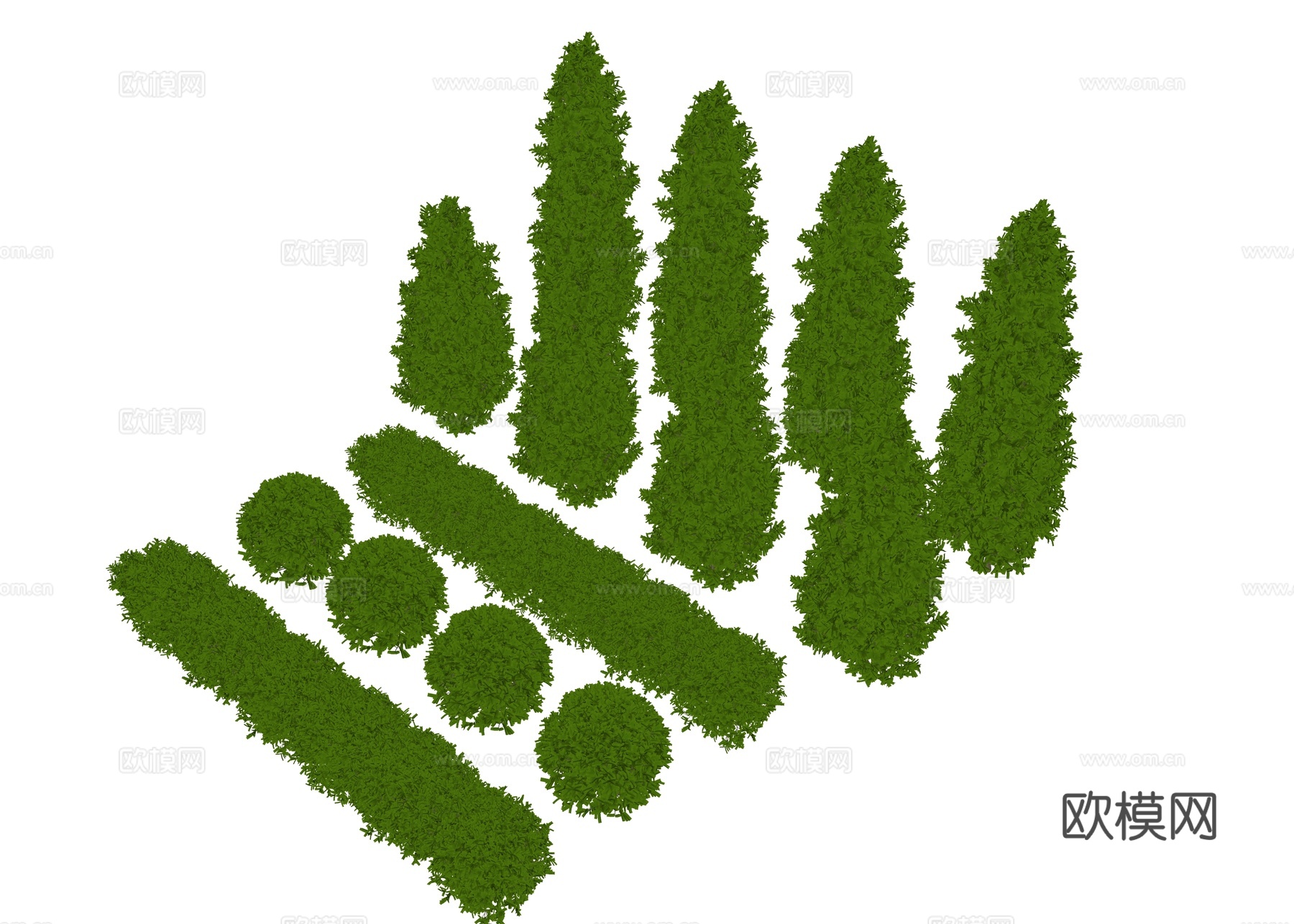 灌木 灌木丛 整形灌木 球形植被 球形植物 绿篱绿化带 植物su模型下载（渲染图2）