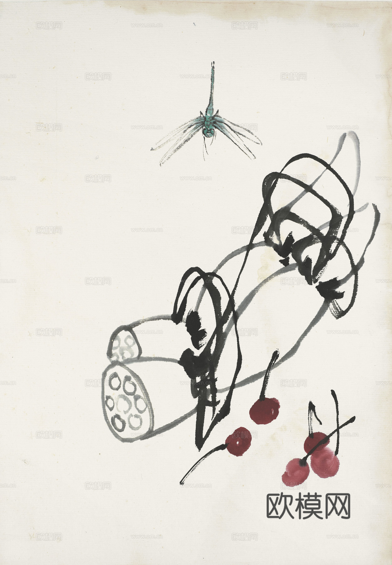 齐白石写意水墨画，近现代水墨画97 (2)