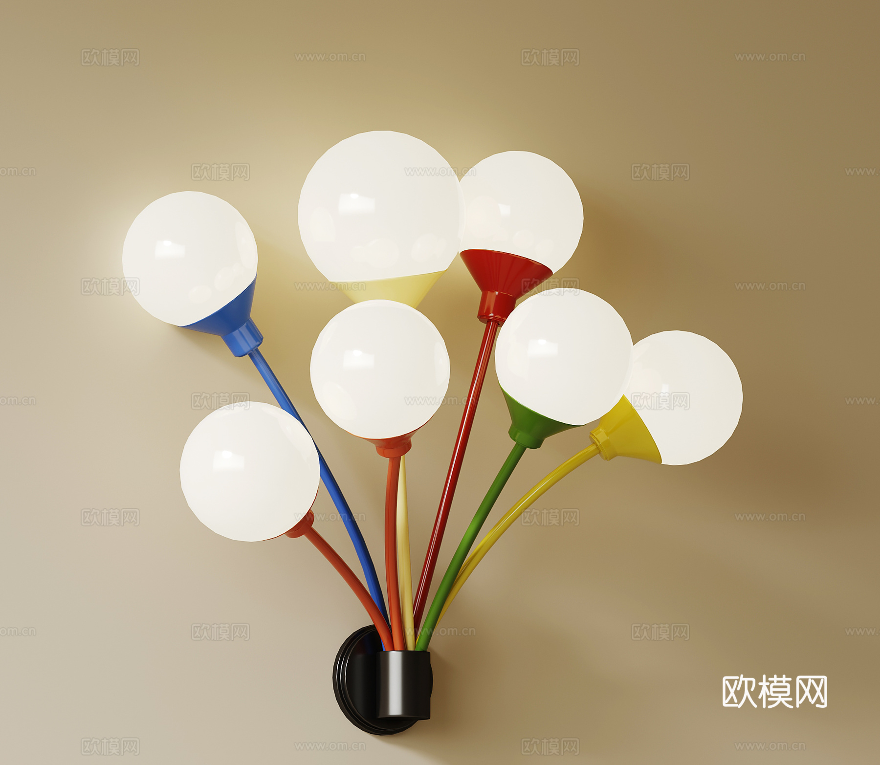 现代壁灯 多头壁灯 多巴胺壁灯 儿童壁灯su模型