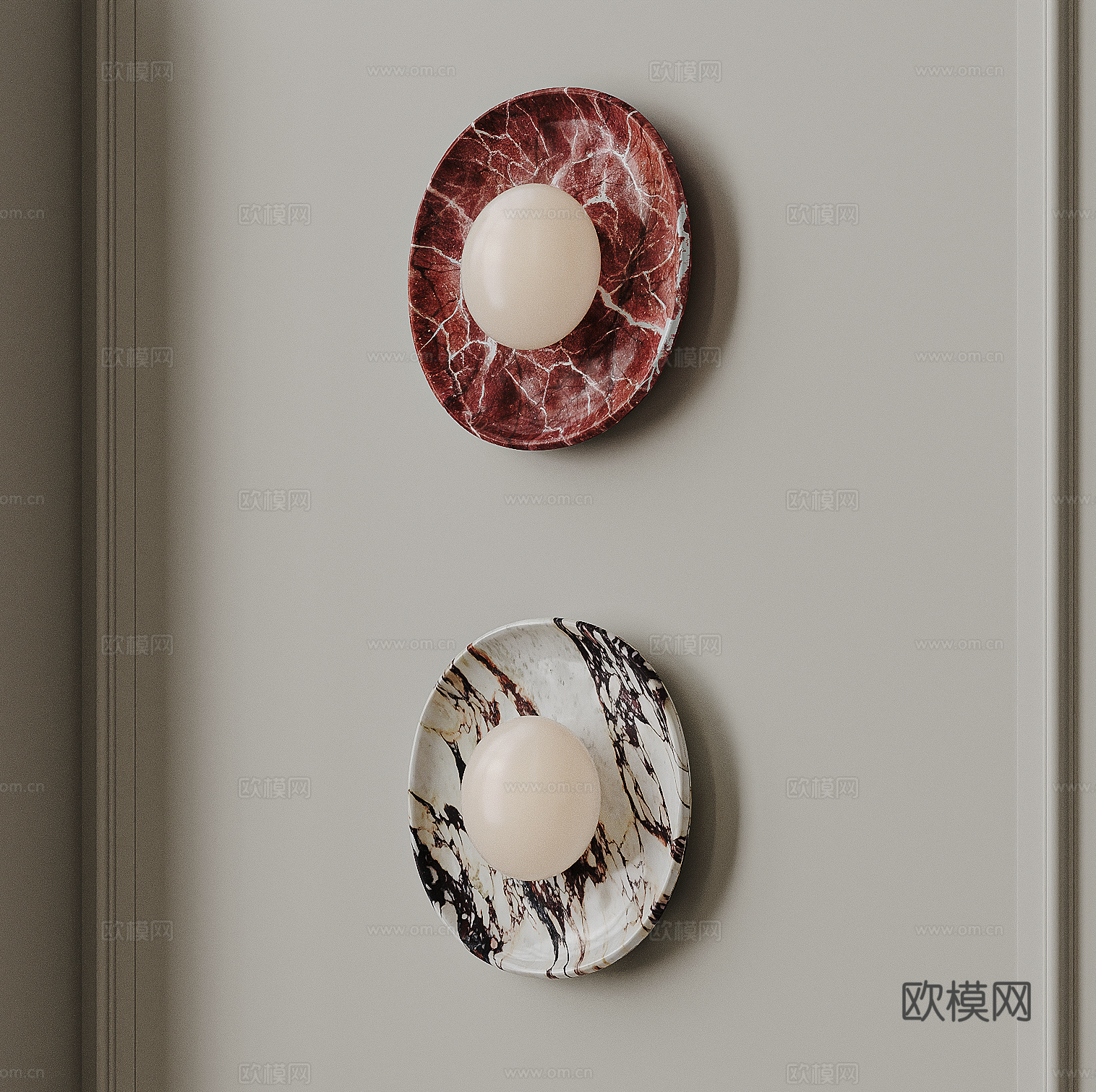 现代壁灯组合 云石壁灯 石材壁灯 大理石壁灯 卧室壁灯 装饰su模型