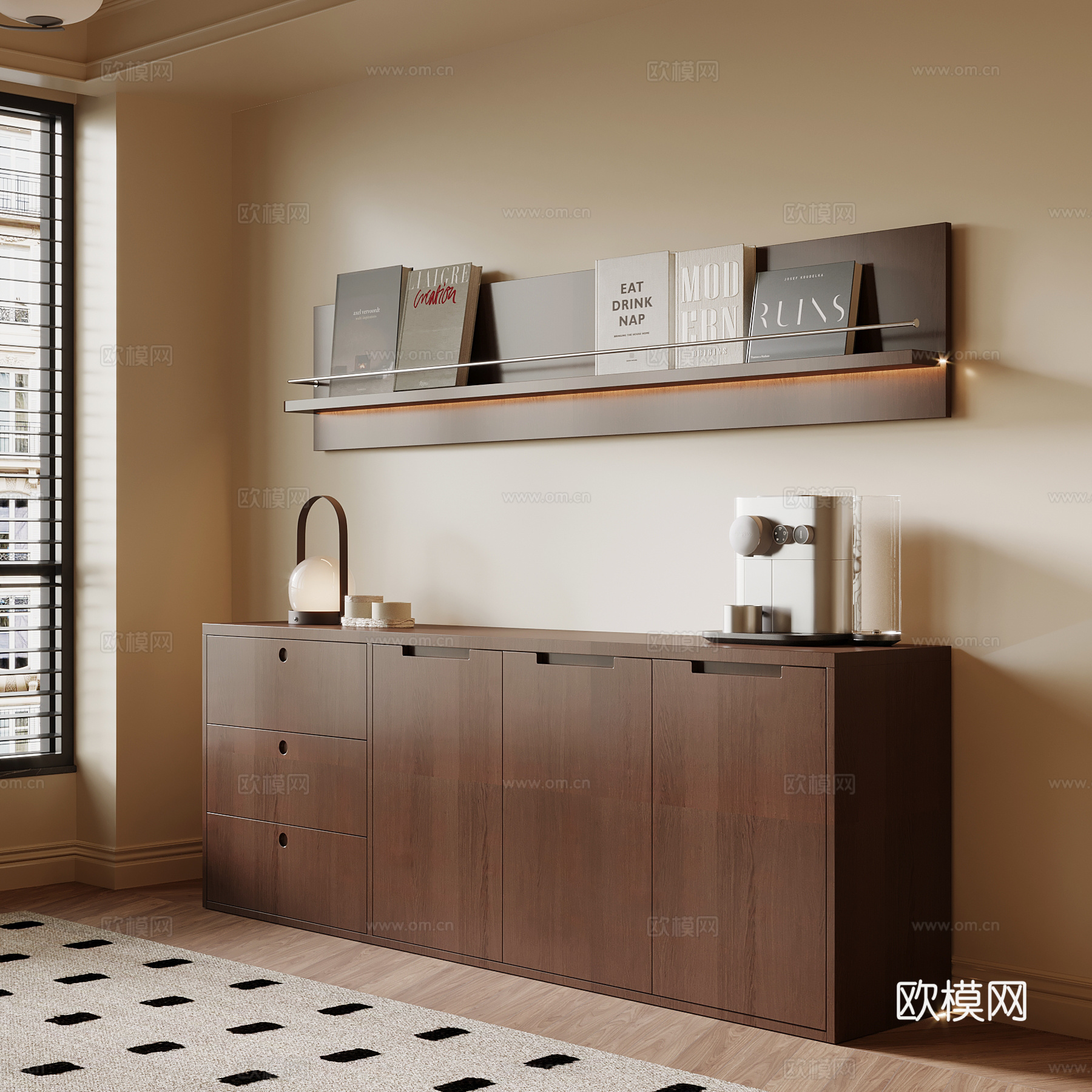 中古风置物柜su模型