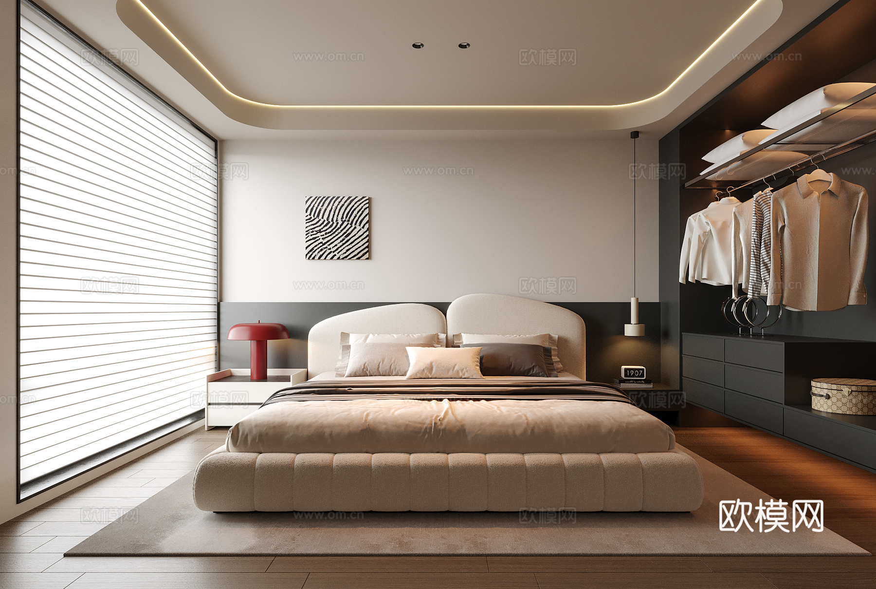 现代儿童房 卧室 儿童床su模型