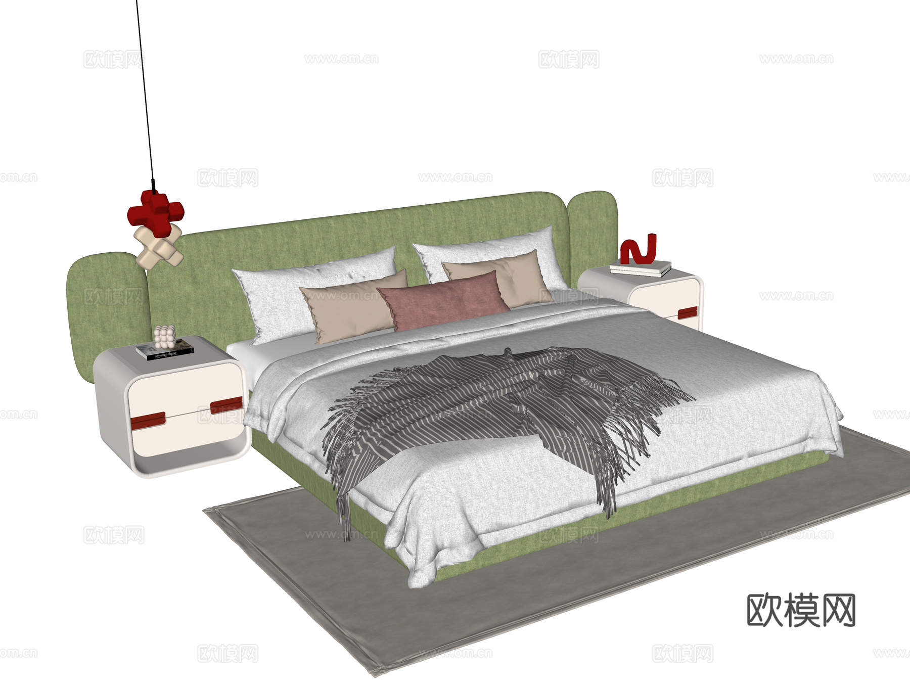 现代儿童床 单人床su模型