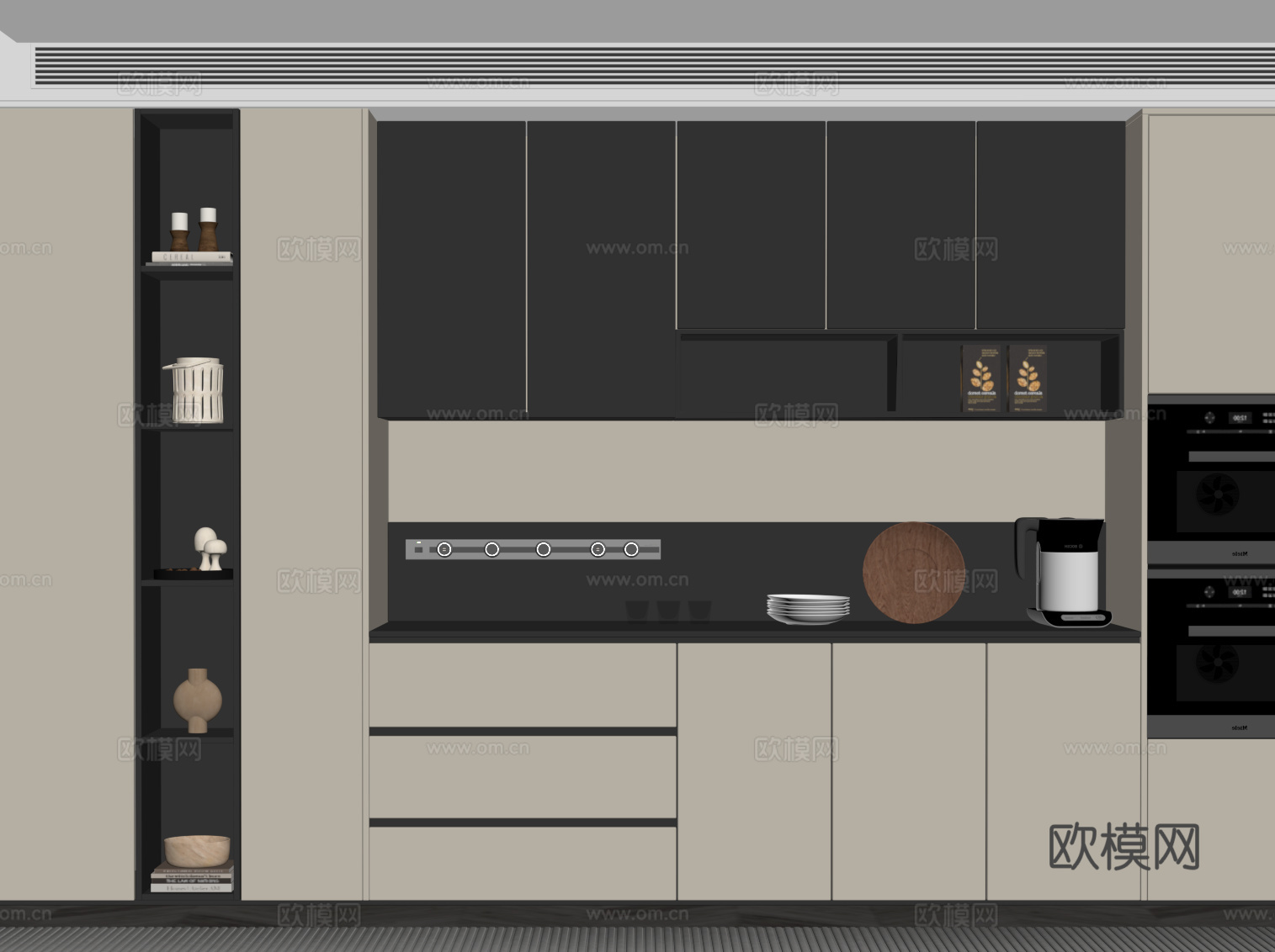 现代餐边柜 酒柜su模型