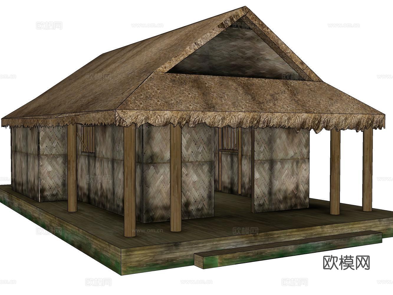 凉亭su模型